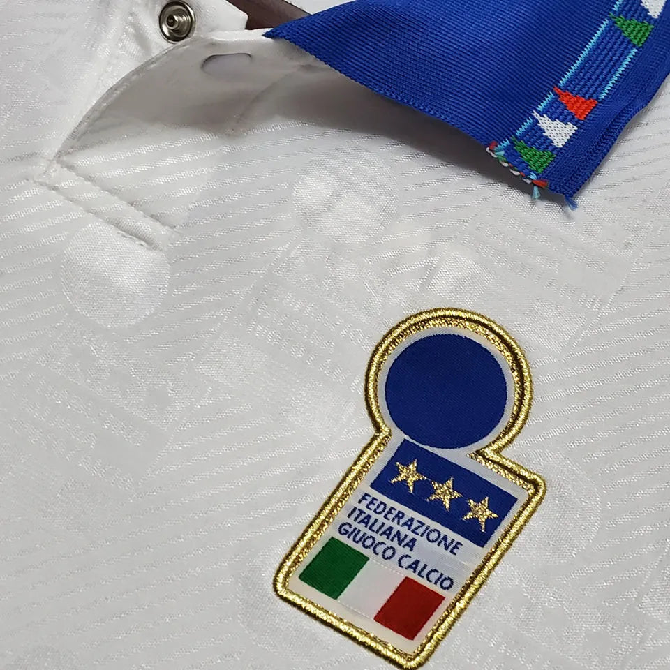 1994 Italy Away White Retro Soccer Jersey Detail 2