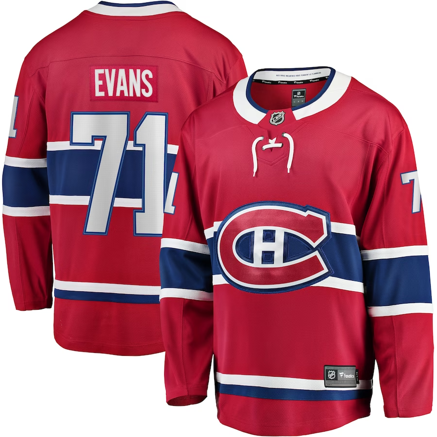 Men's Montreal Canadiens Jake Evans #71 Red Player Game Jerseys