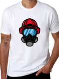 Firefighter Helmet Mask T-Shirt - Black