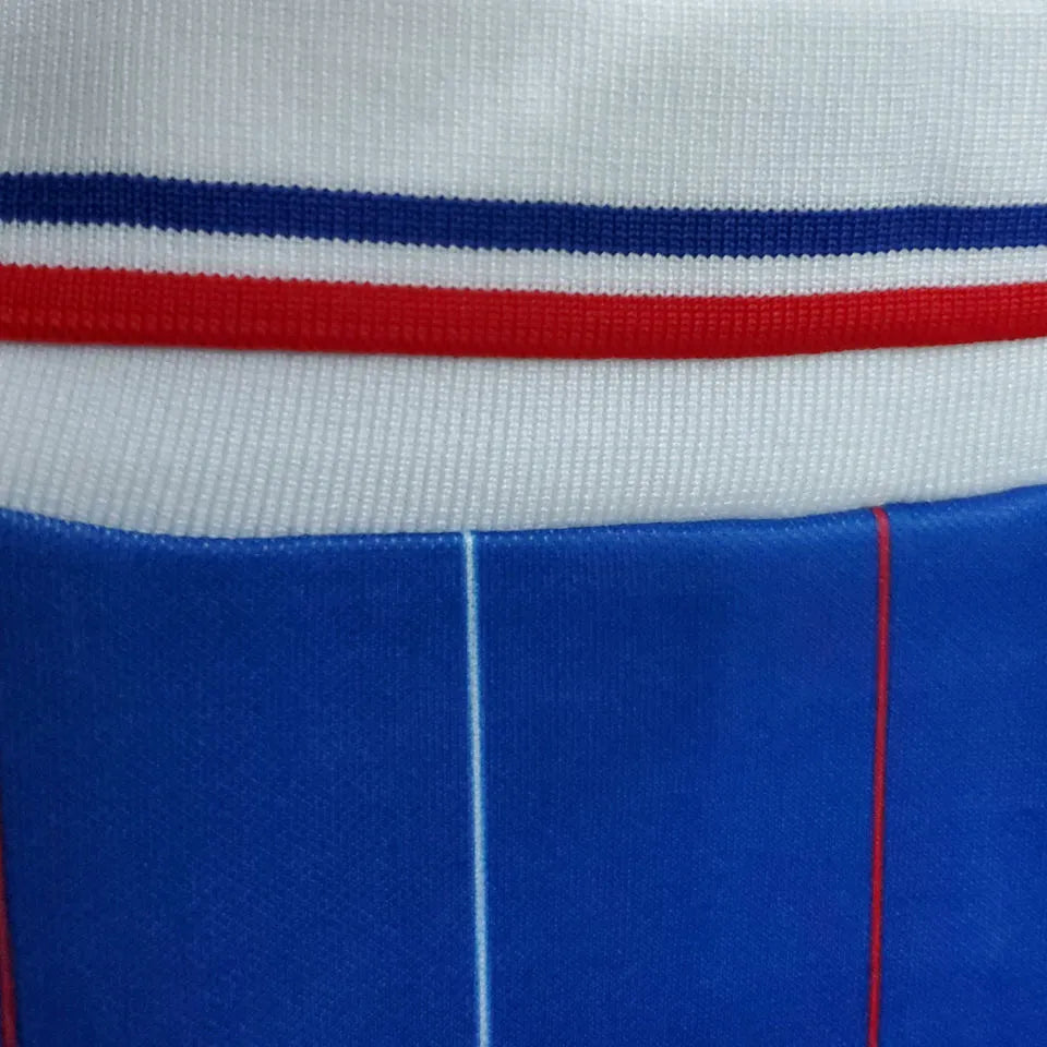 1982 France Home Blue Retro Soccer Jersey Detail 4