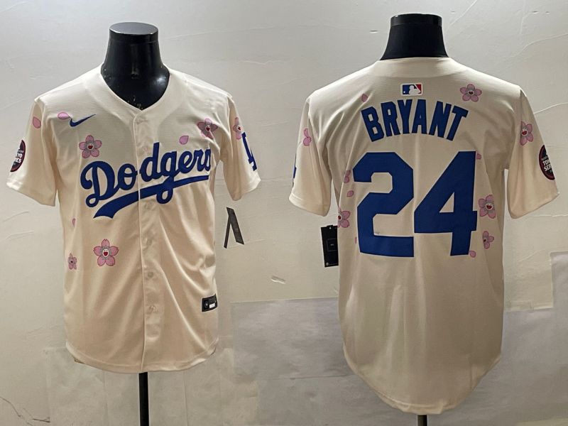 Men's Los Angeles Dodgers Kobe Bryant #24 Cream Alternate Replica Player Jerseys