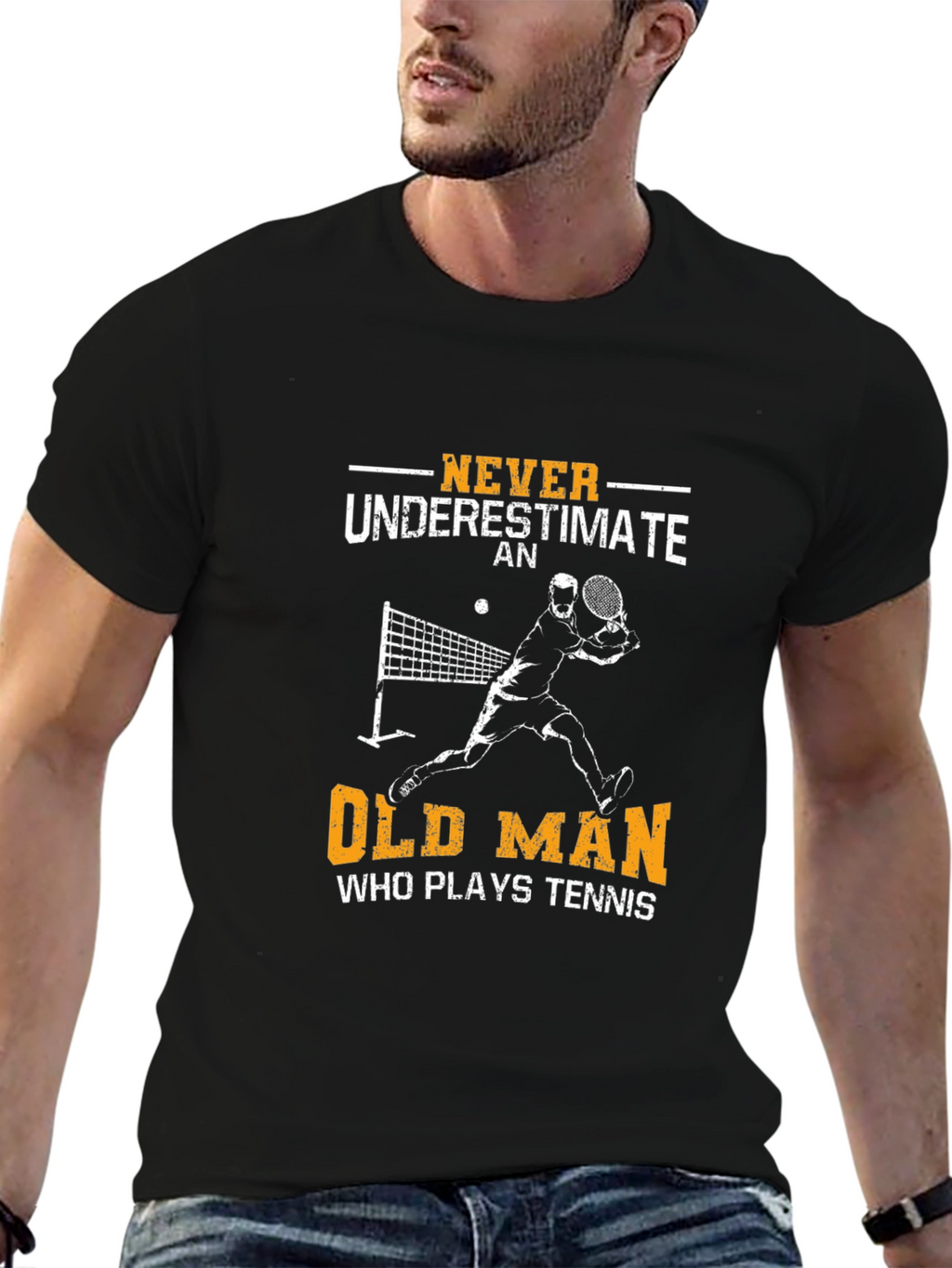 Never Underestimate Old Man Tennis T-Shirt