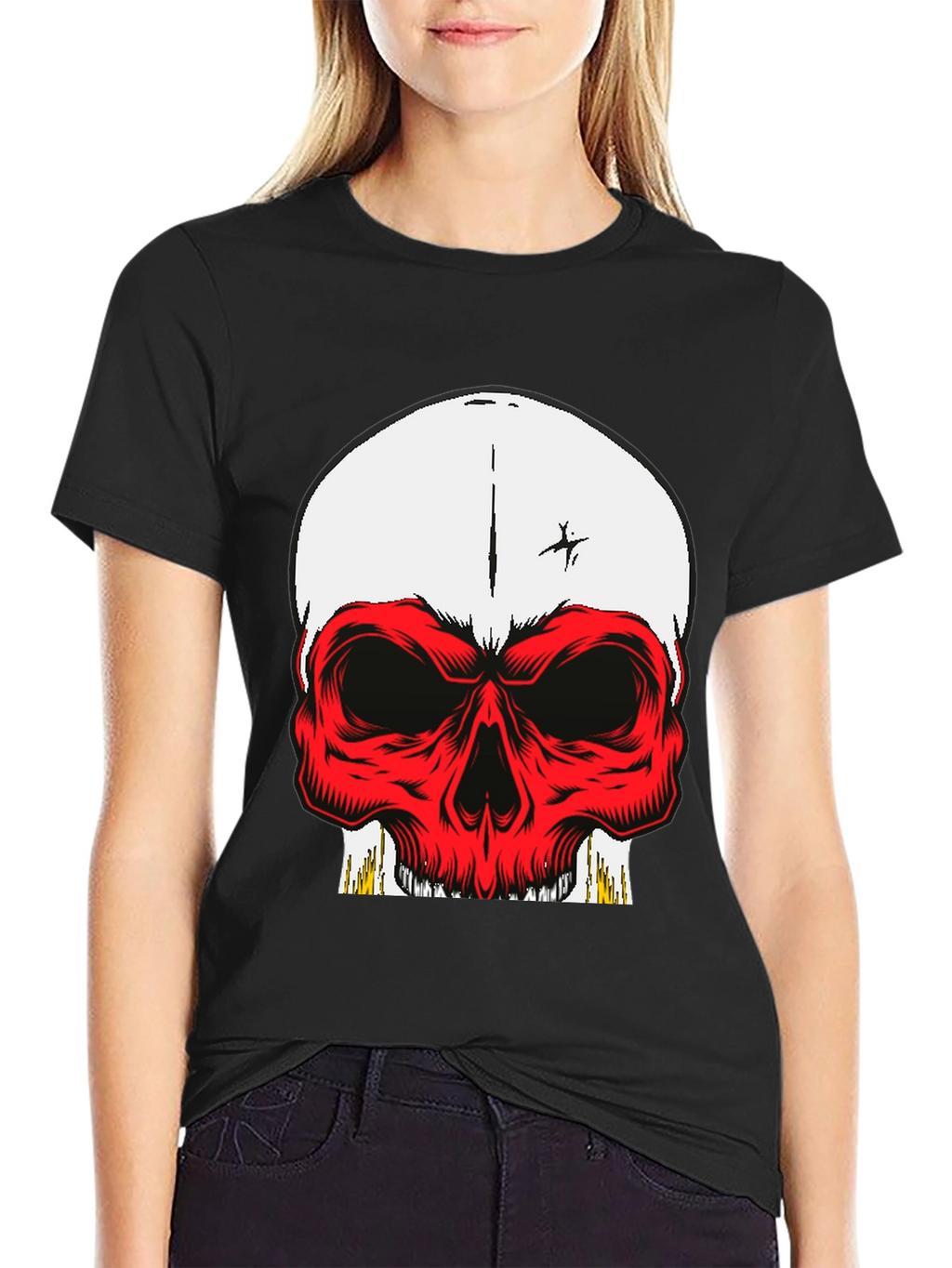 Skull Graphic Tee - Bold Red Design