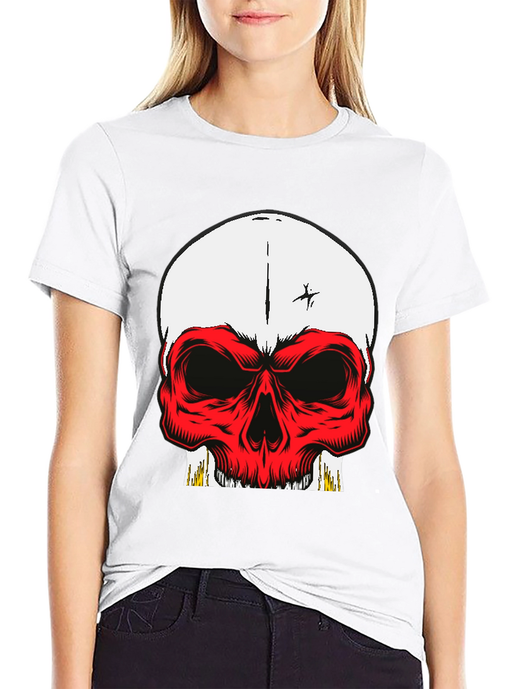Skull Graphic Tee - Bold Red Design