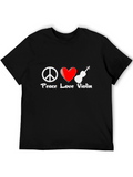 Peace Love Violin Graphic T-Shirt - Music Lover Tee
