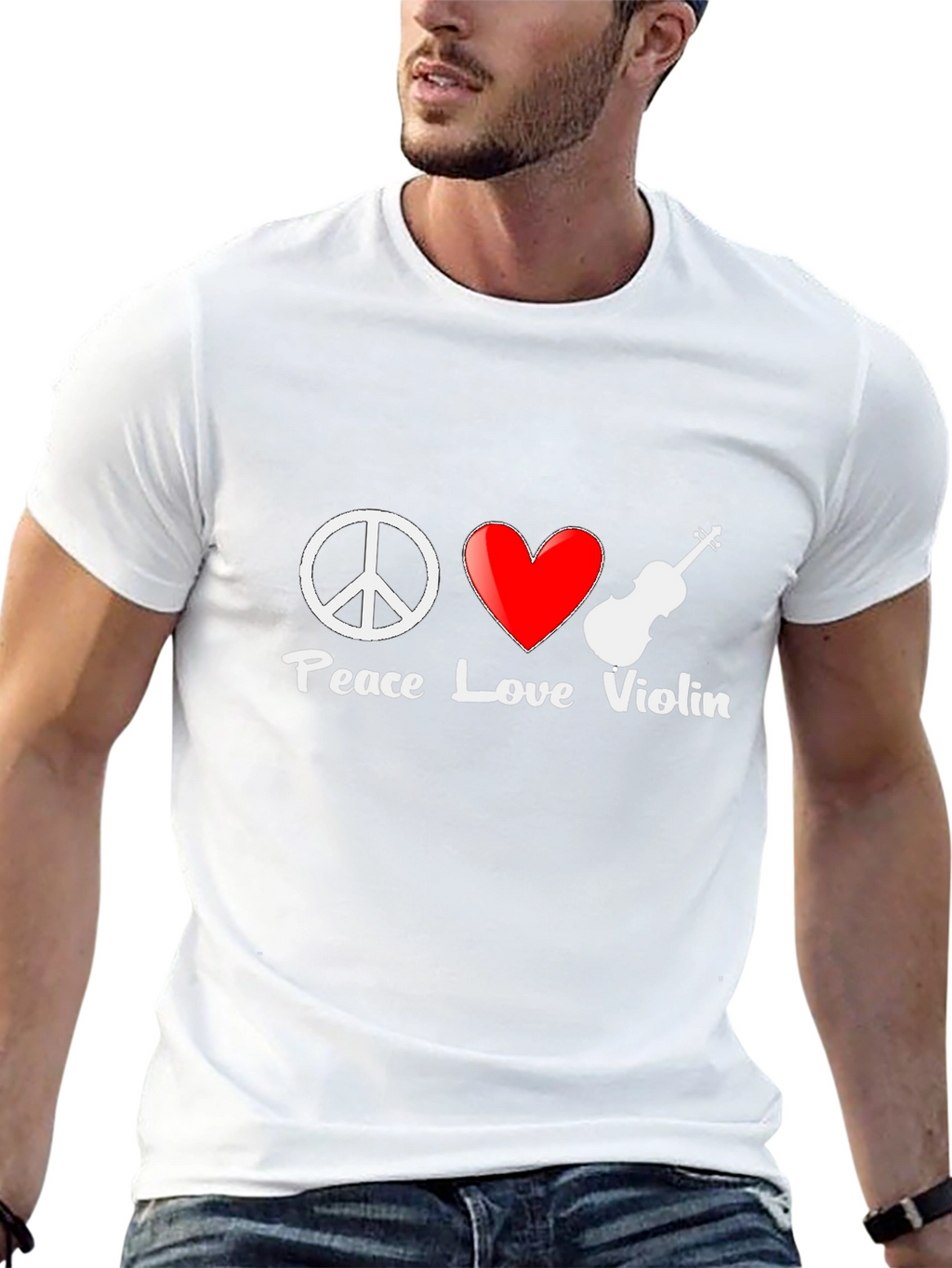 Peace Love Violin Graphic T-Shirt - Music Lover Tee
