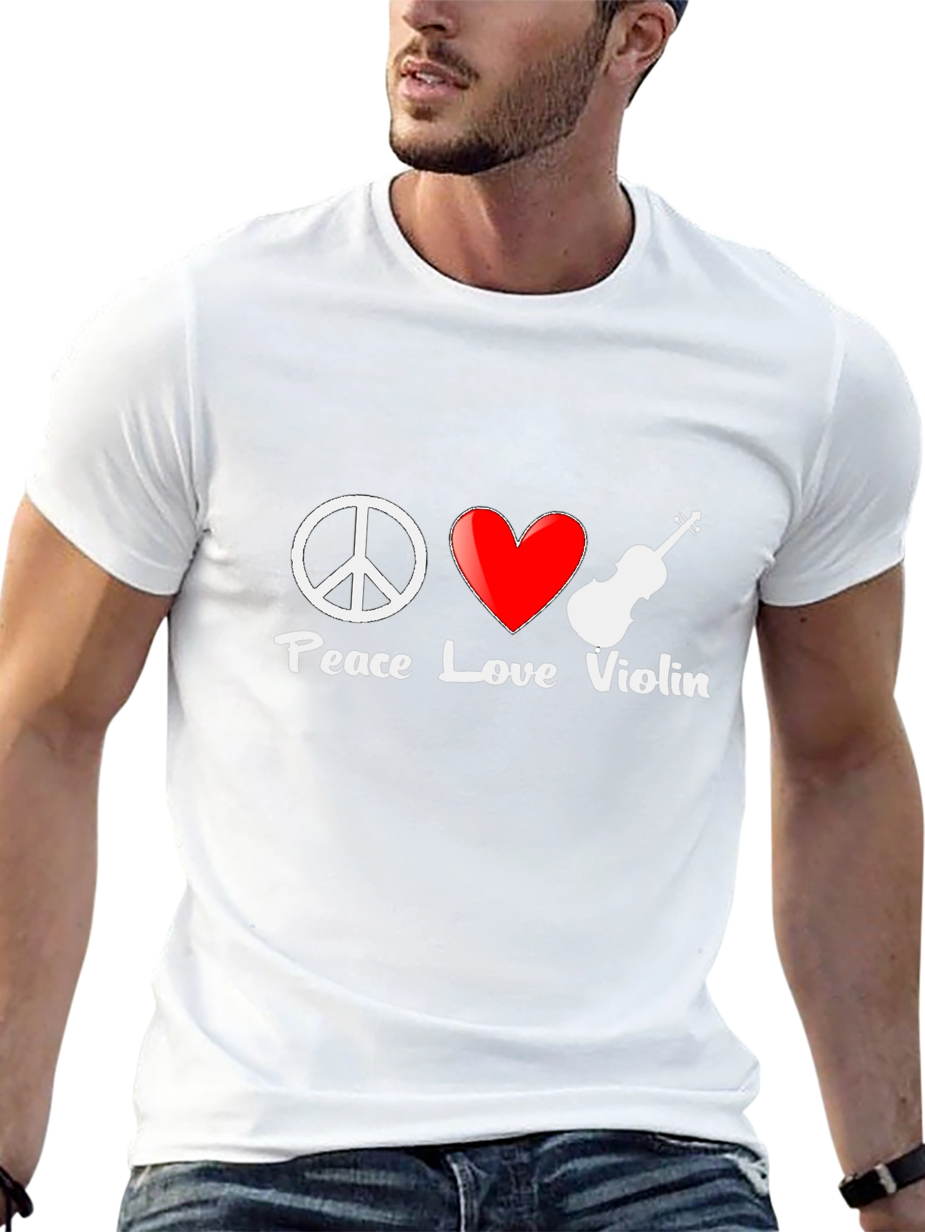 Peace Love Violin Graphic T-Shirt - Music Lover Tee