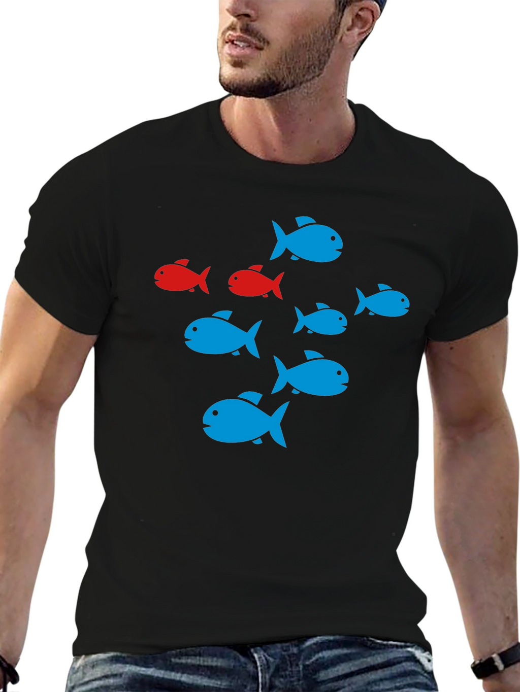 School of Fish Graphic Black T-Shirt