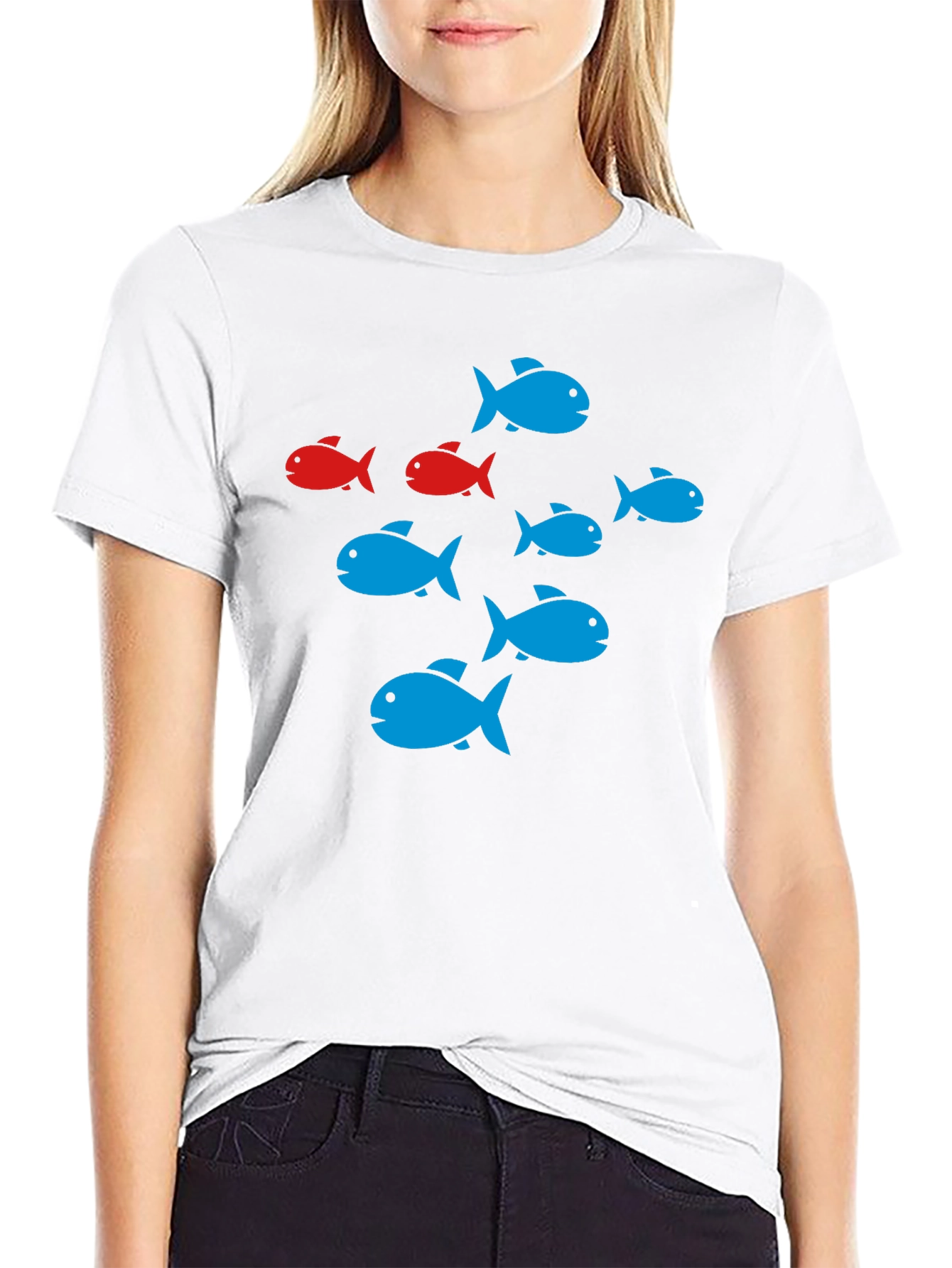 School of Fish Graphic Black T-Shirt