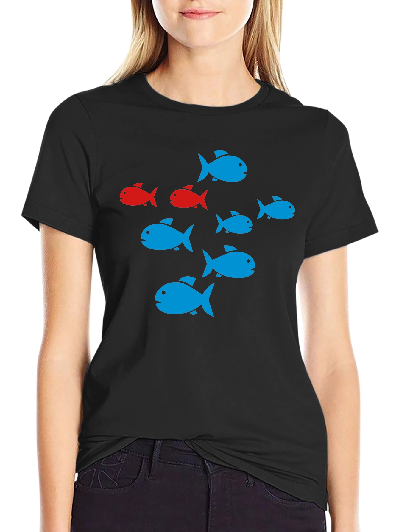 School of Fish Graphic Black T-Shirt