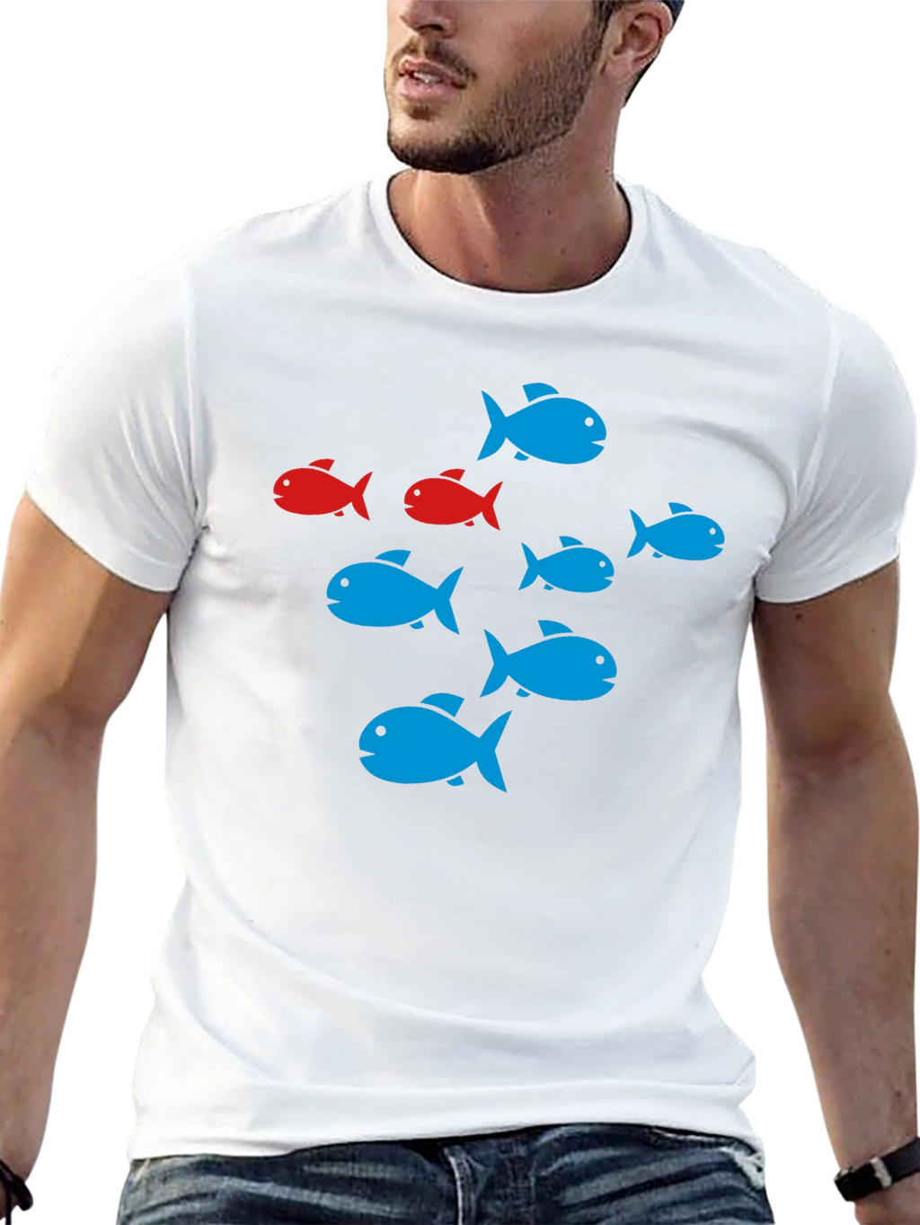 School of Fish Graphic Black T-Shirt