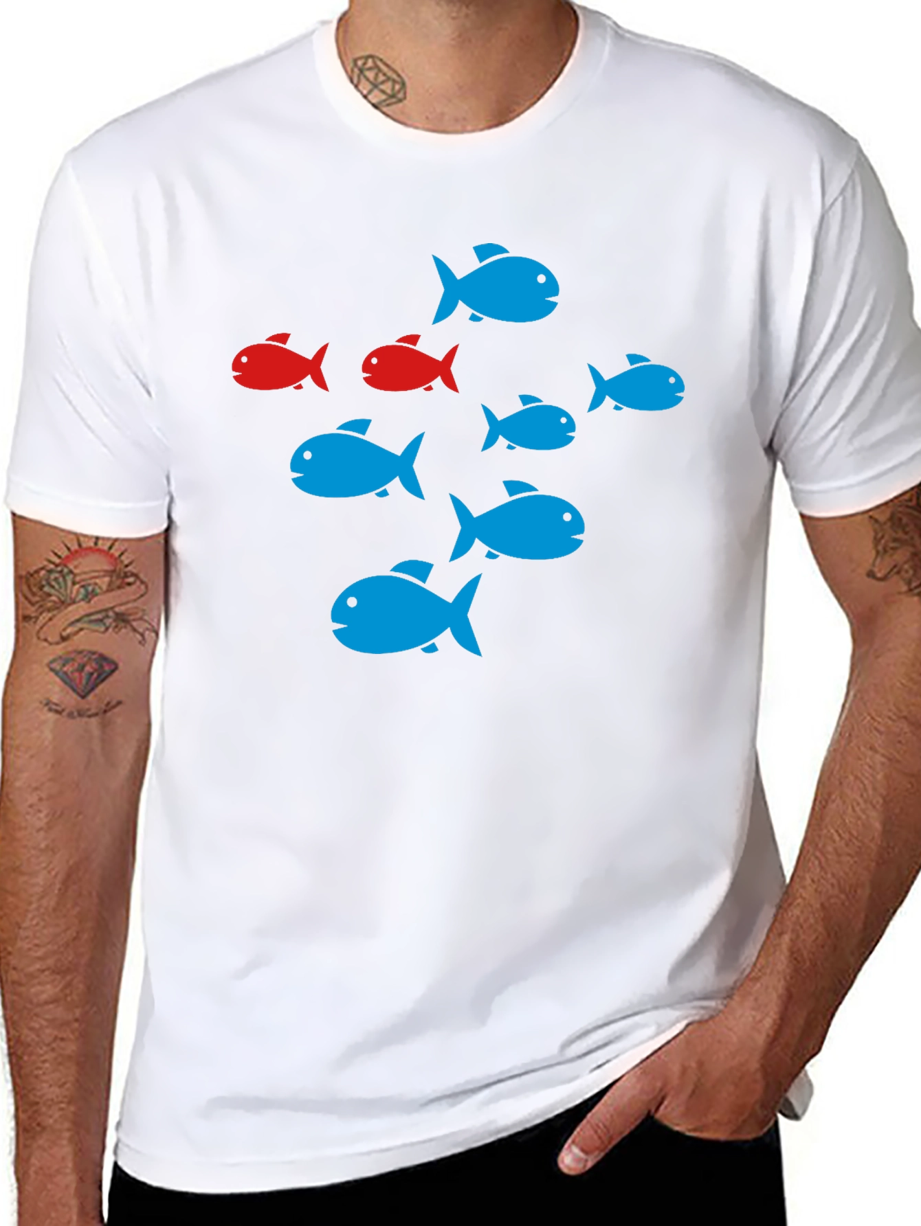 School of Fish Graphic Black T-Shirt