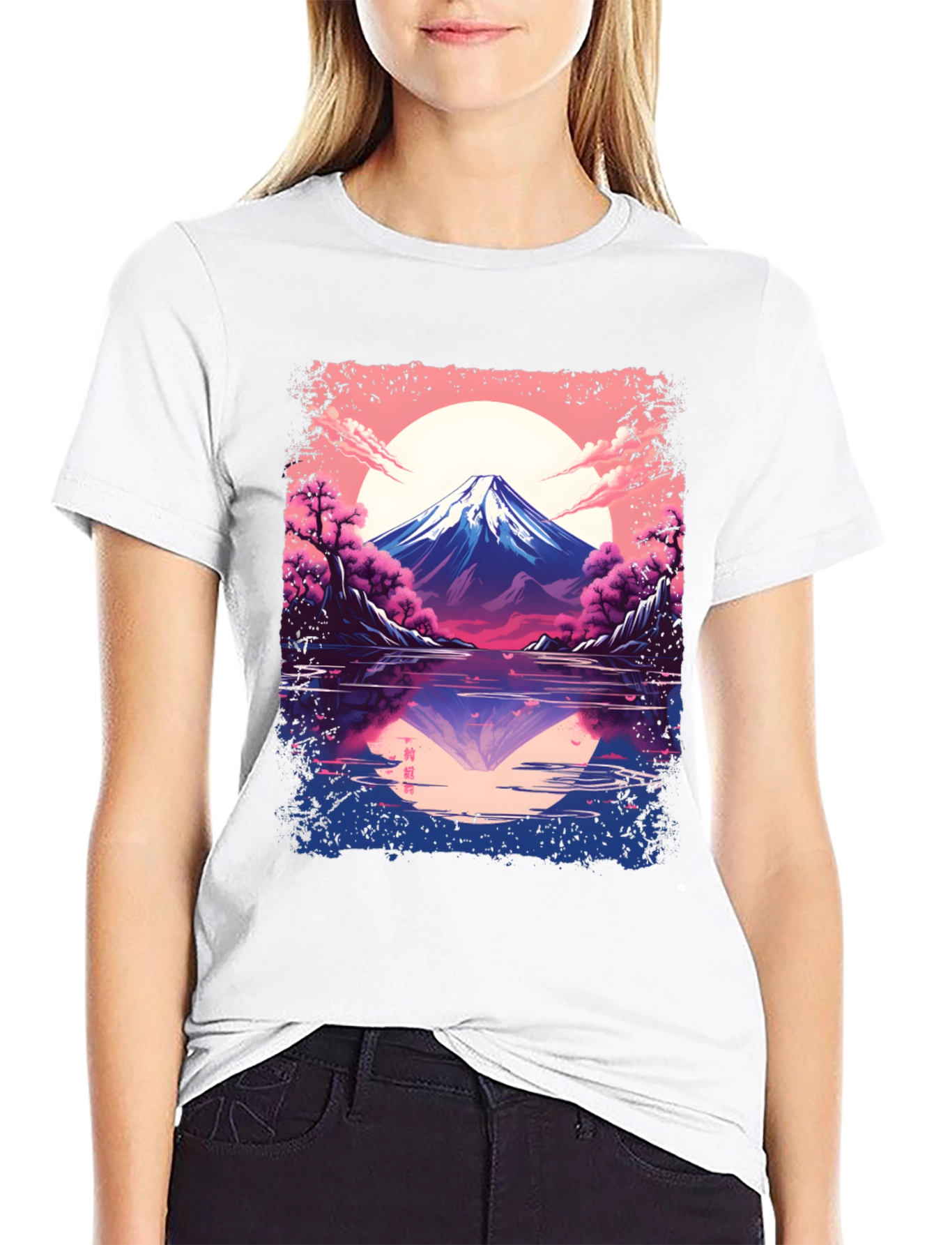 Mount Fuji Reflection Graphic Tee - Black