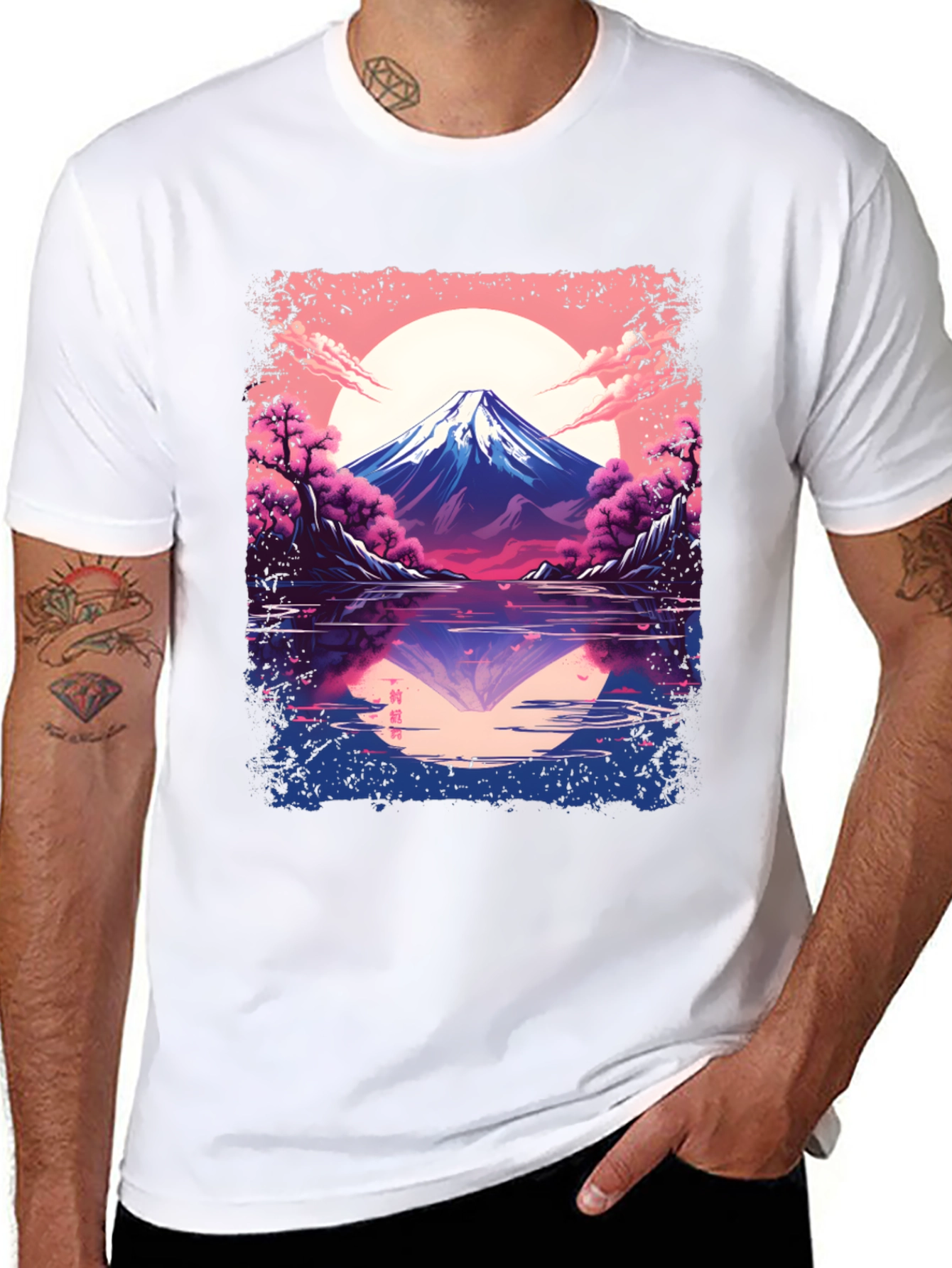 Mount Fuji Reflection Graphic Tee - Black