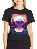 Mount Fuji Reflection Graphic Tee - Black