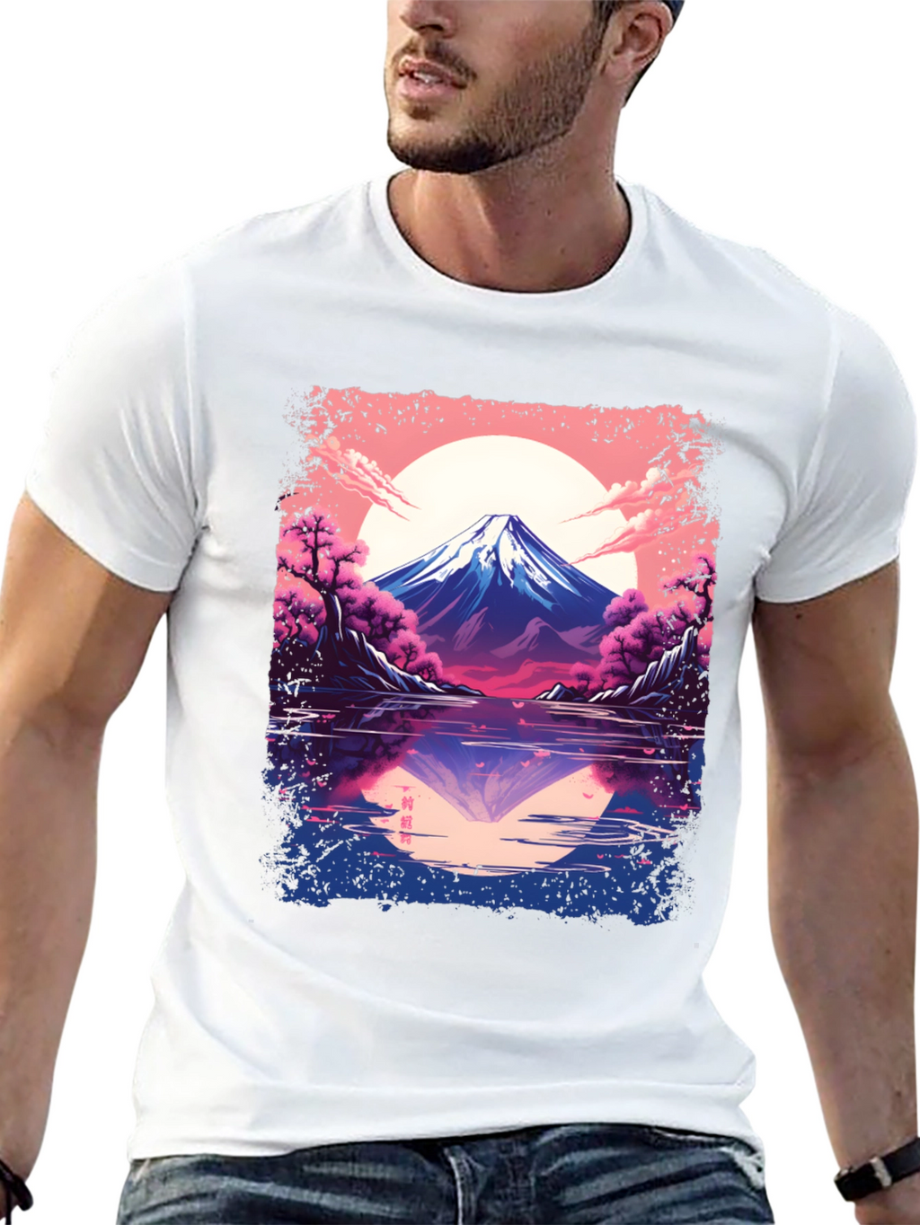 Mount Fuji Reflection Graphic Tee - Black