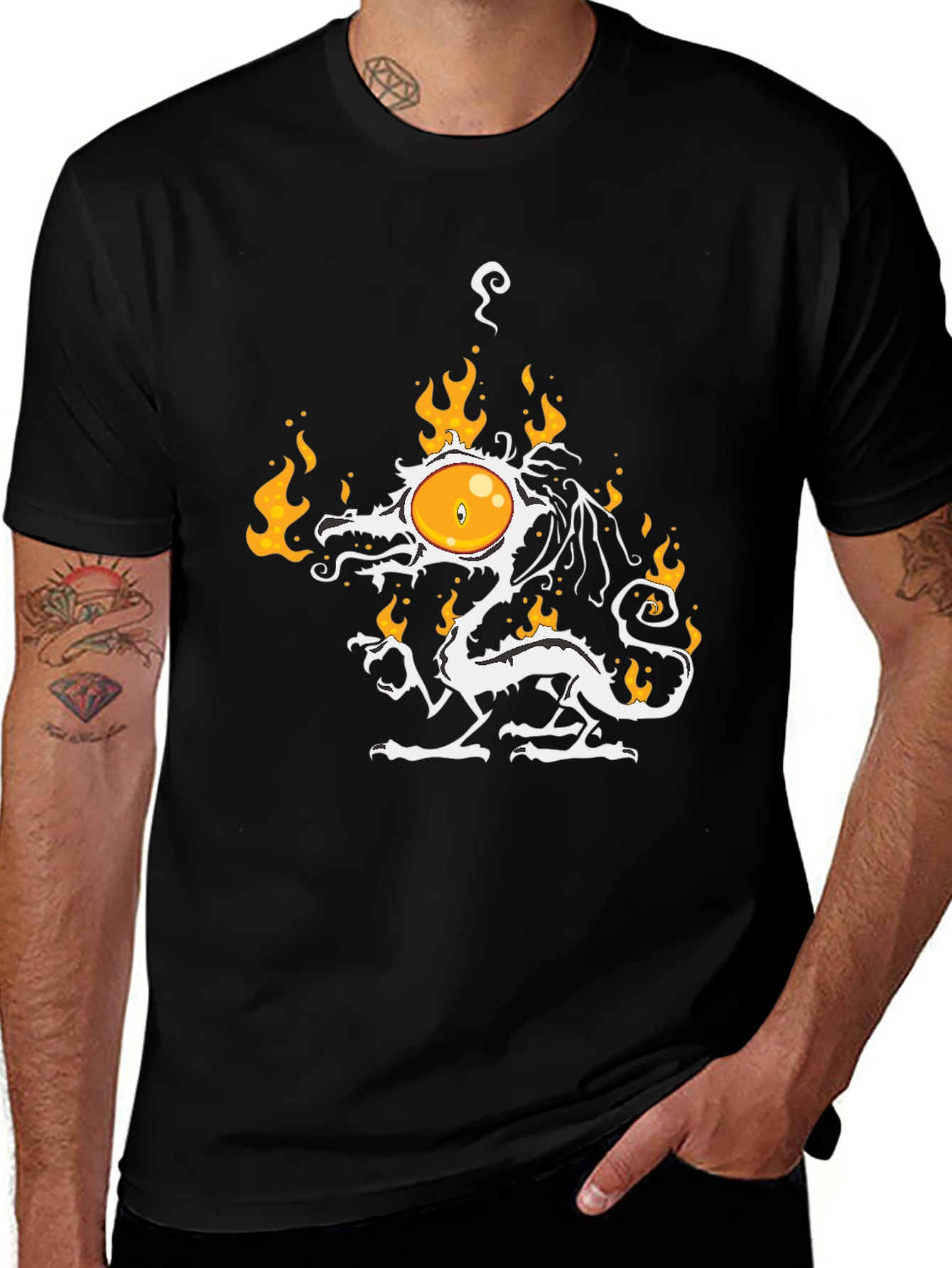 Fiery Egg Dragon Graphic Tee - Unique Design