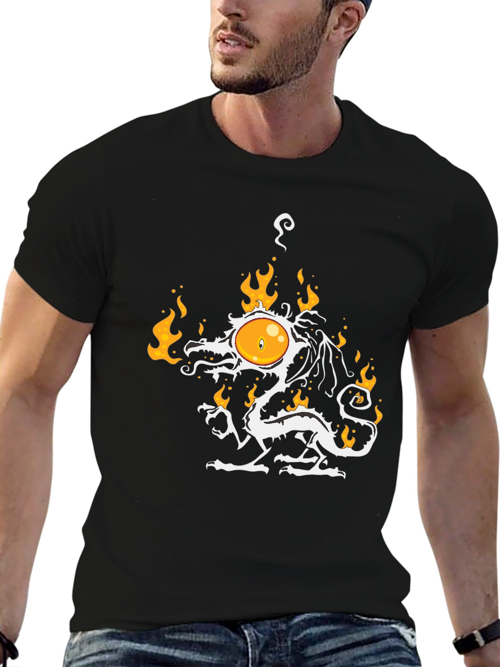Fiery Egg Dragon Graphic Tee - Unique Design