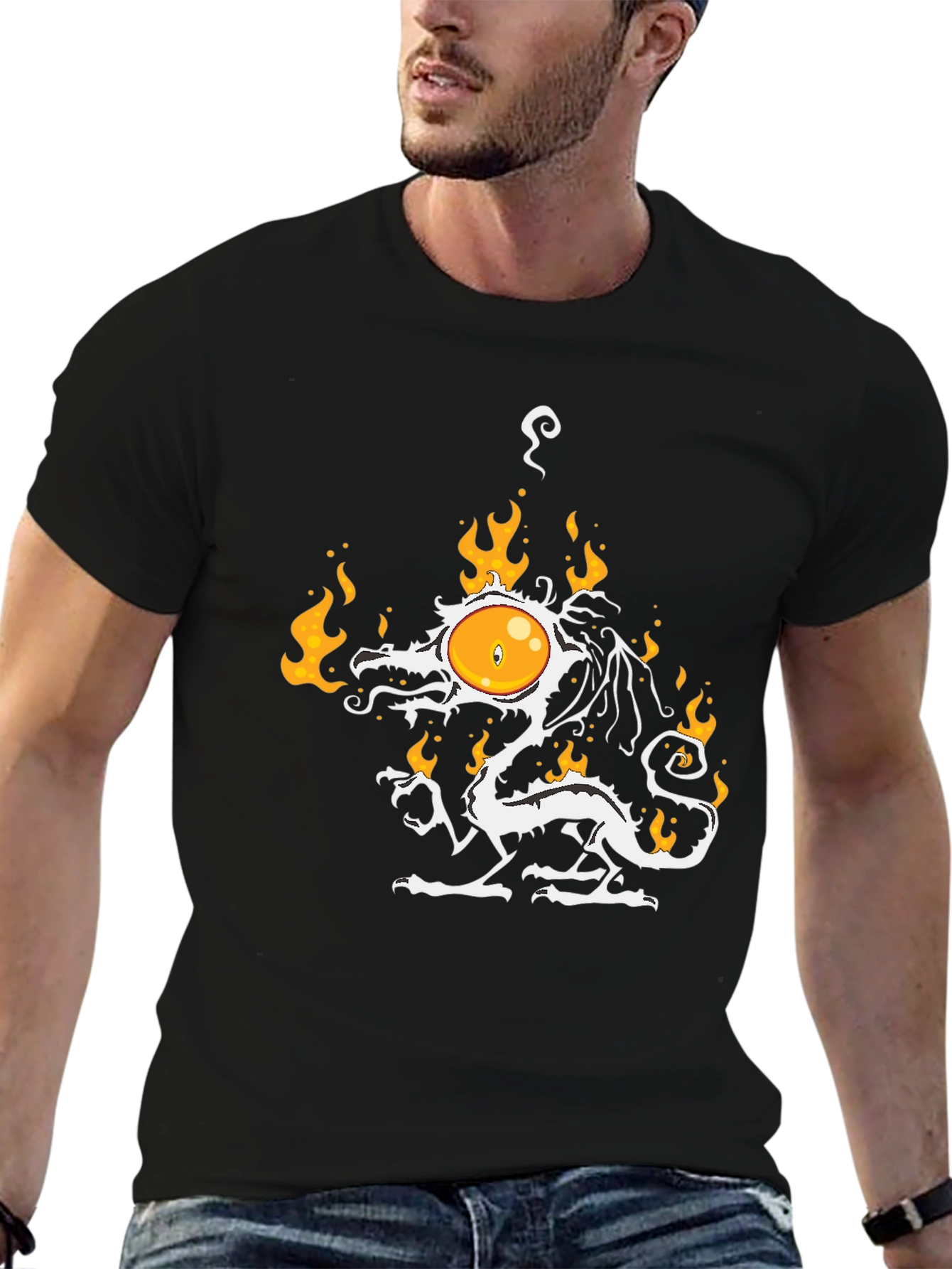 Fiery Egg Dragon Graphic Tee - Unique Design