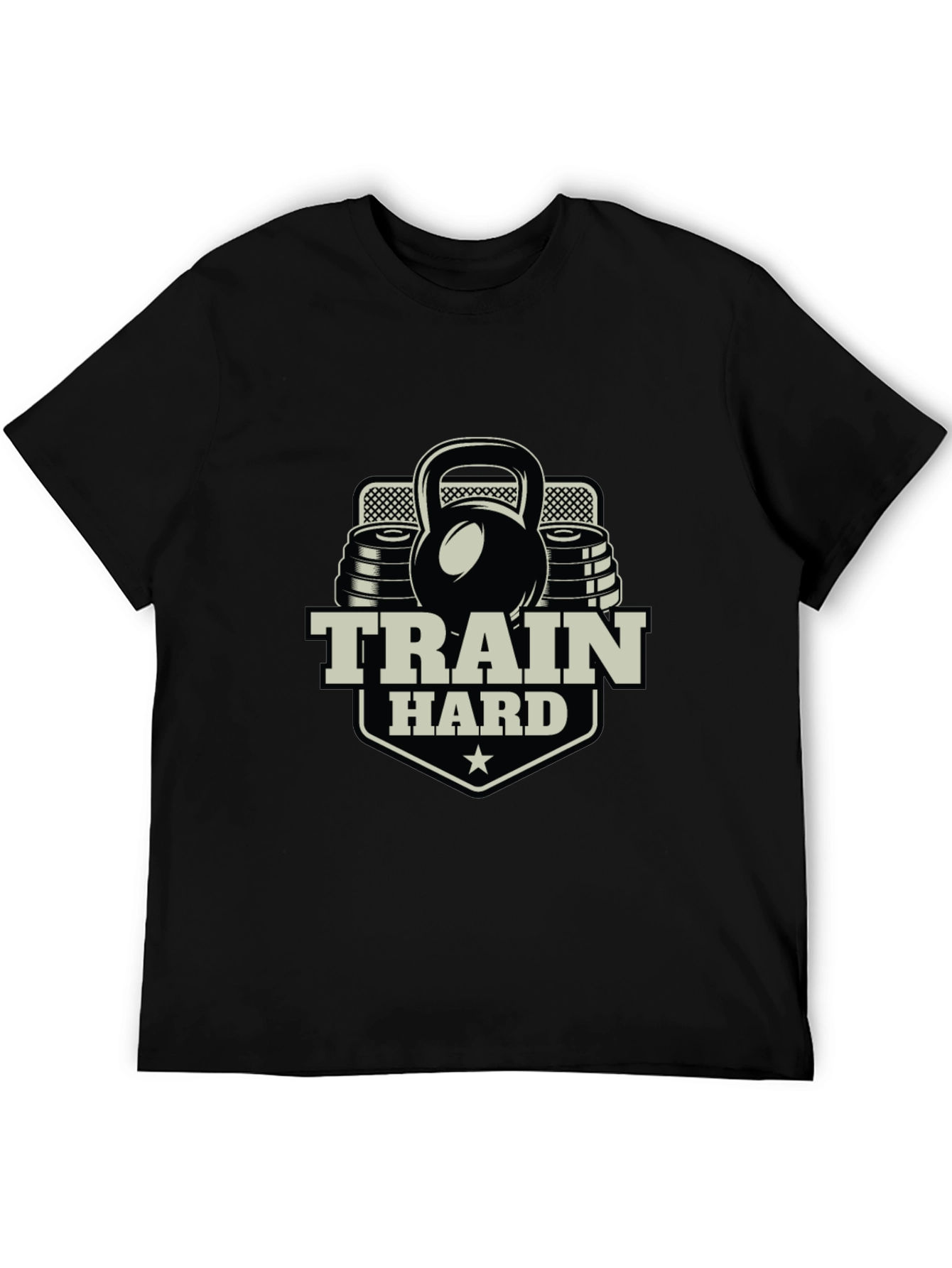 Train Hard Black T-Shirt Fitness Gym Motivation