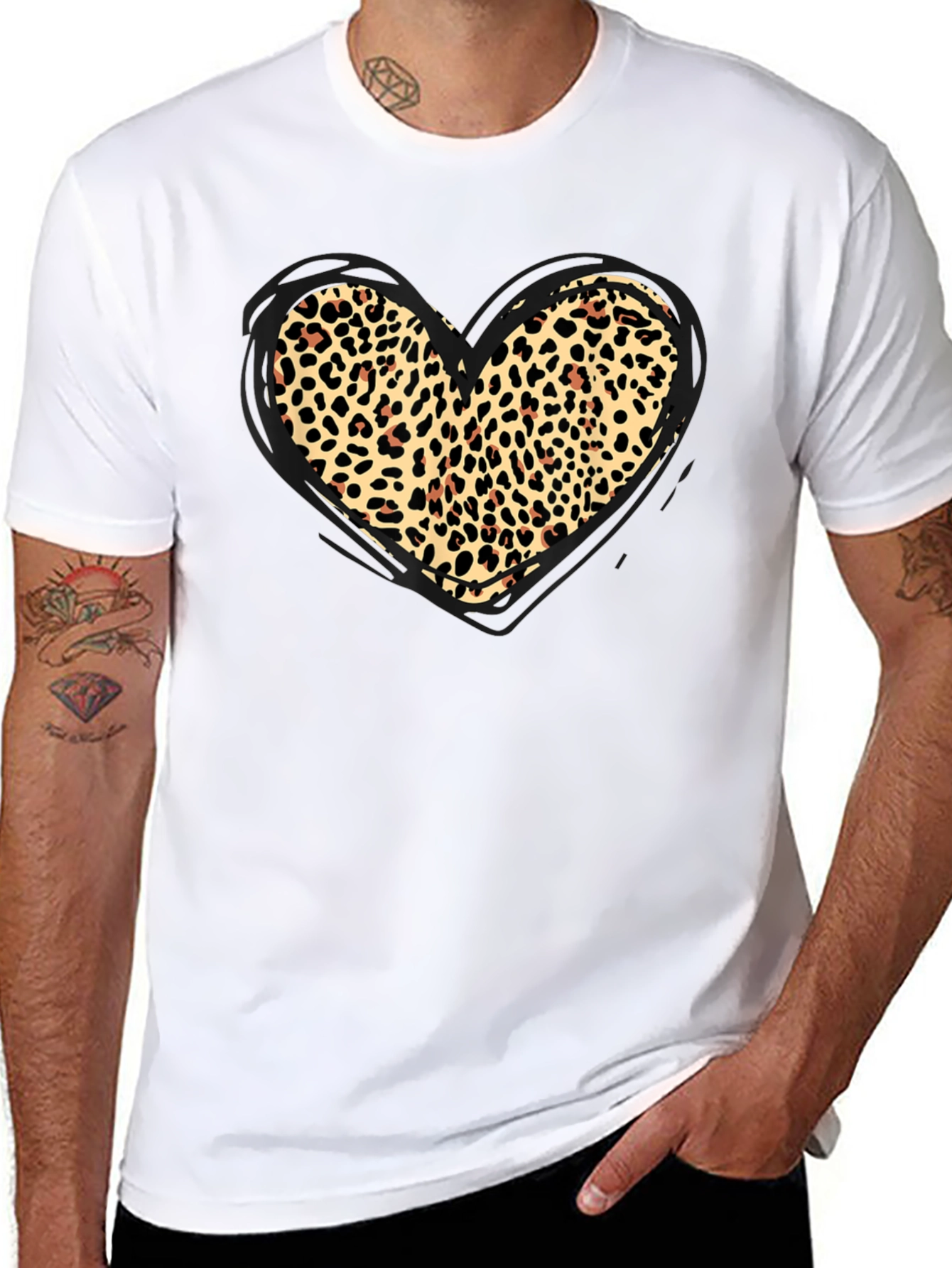 Leopard Print Heart Graphic Tee