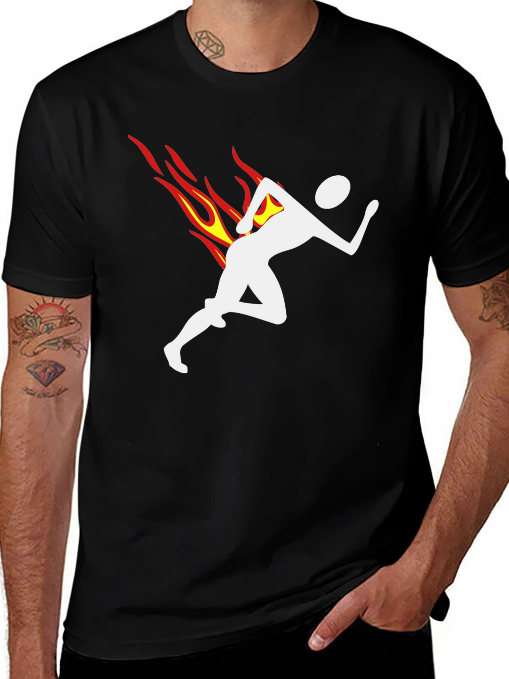 Flame Runner Graphic T-Shirt - Black