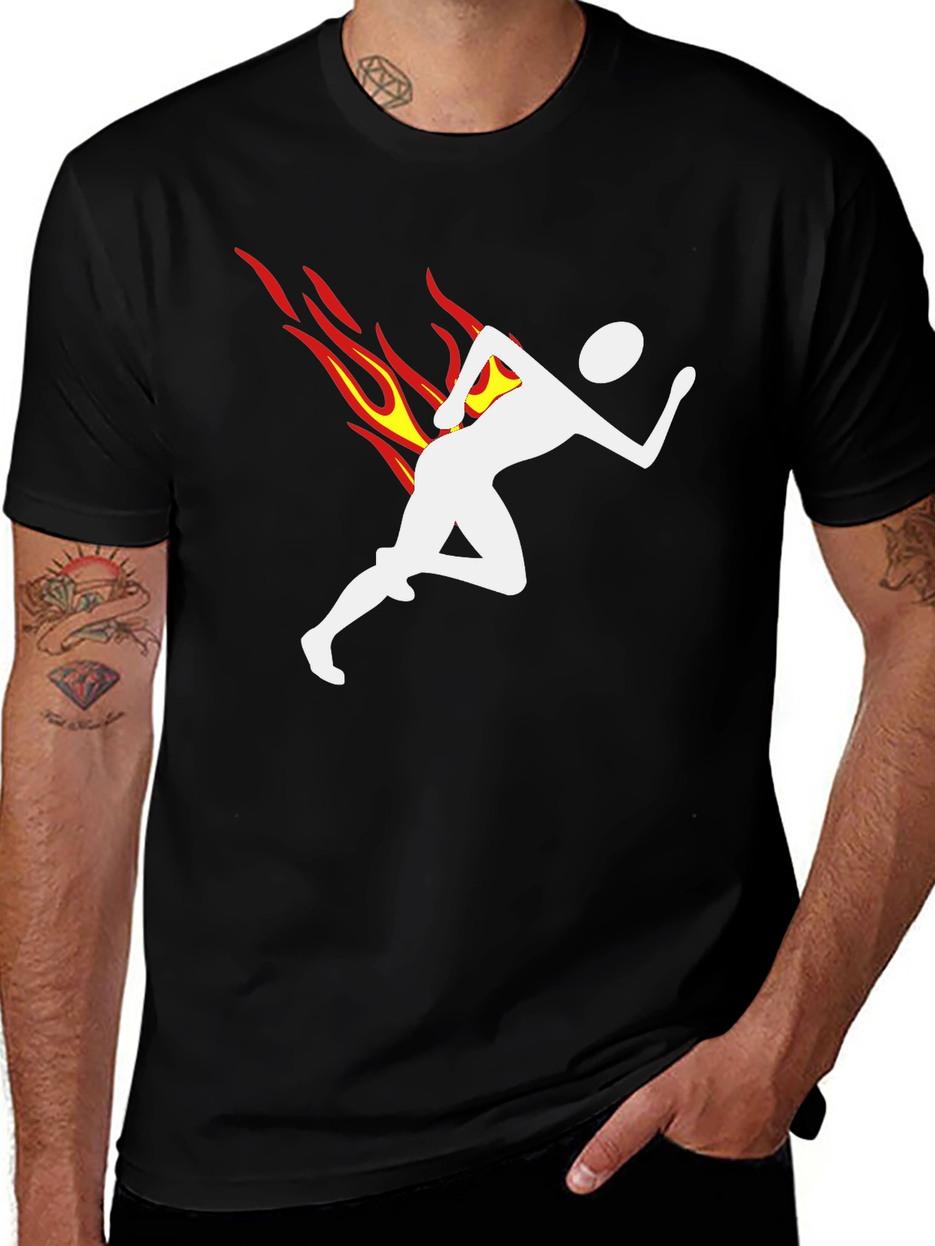 Flame Runner Graphic T-Shirt - Black