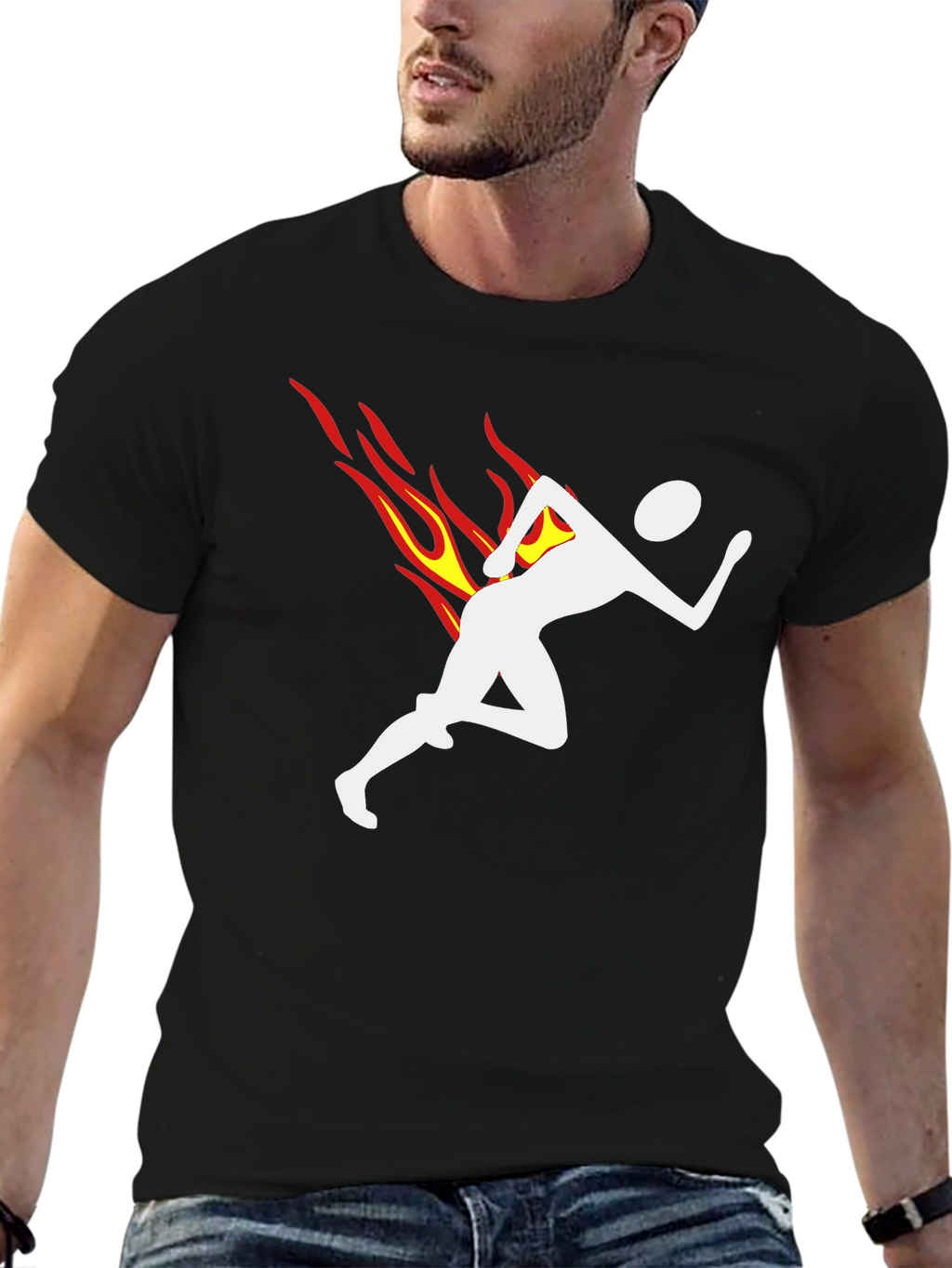 Flame Runner Graphic T-Shirt - Black