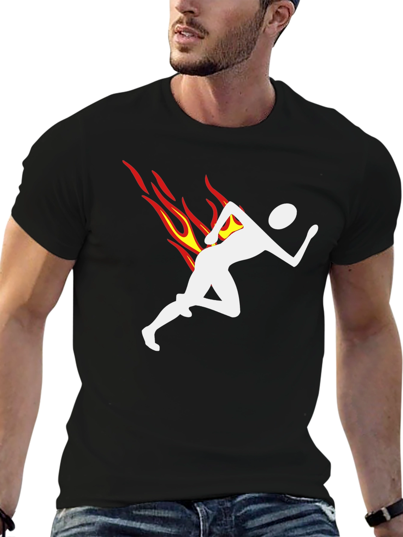 Flame Runner Graphic T-Shirt - Black