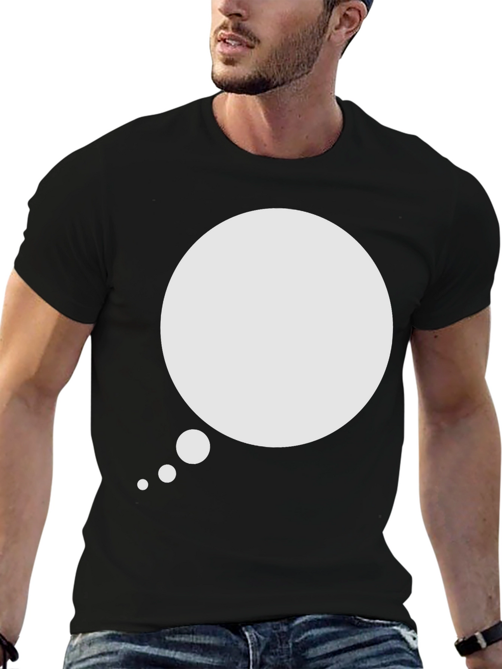 Mens Black T-Shirt with Speech Bubble Graphic