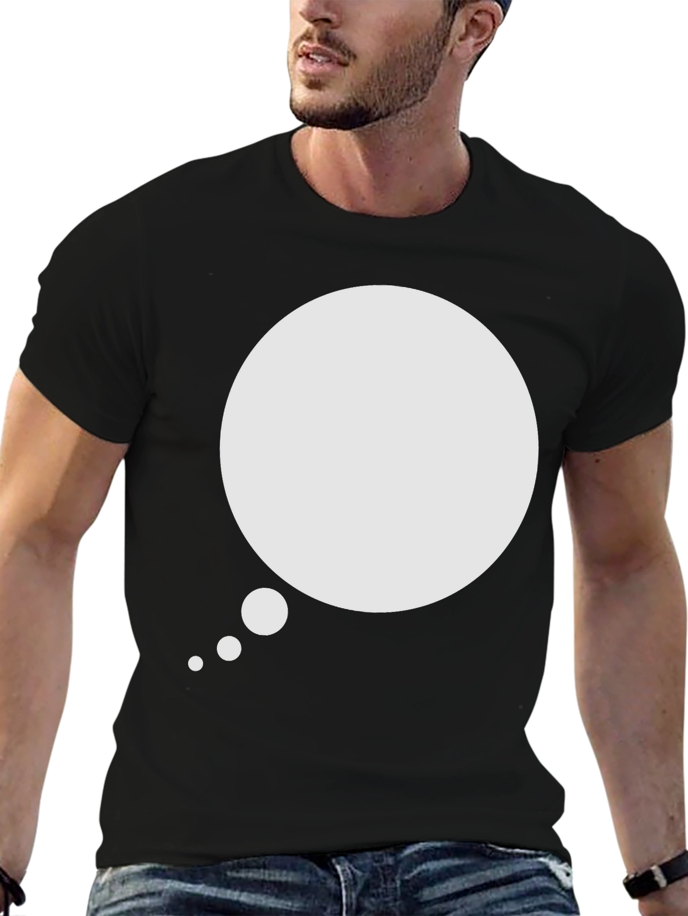Mens Black T-Shirt with Speech Bubble Graphic