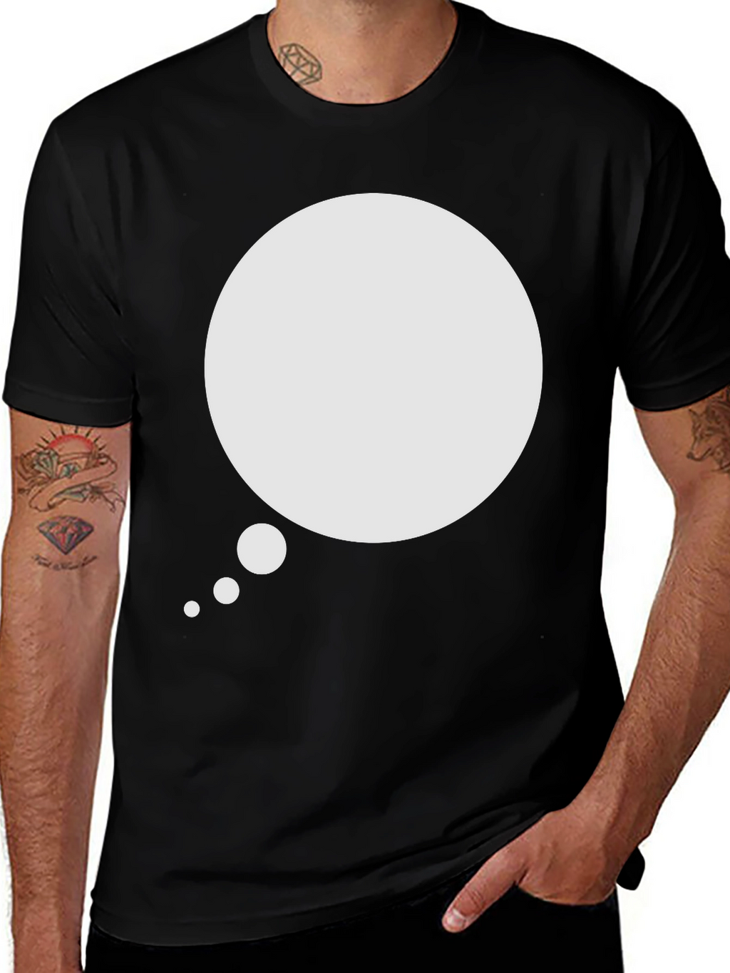 Mens Black T-Shirt with Speech Bubble Graphic