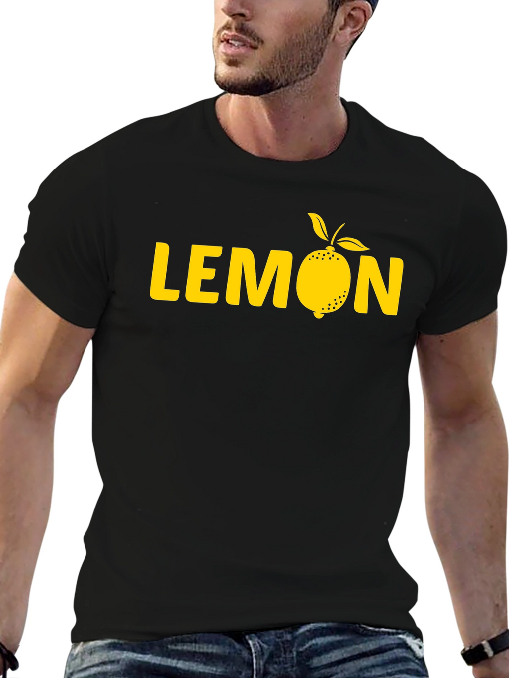 Lemon Graphic Tee - Mens Black Cotton T-Shirt