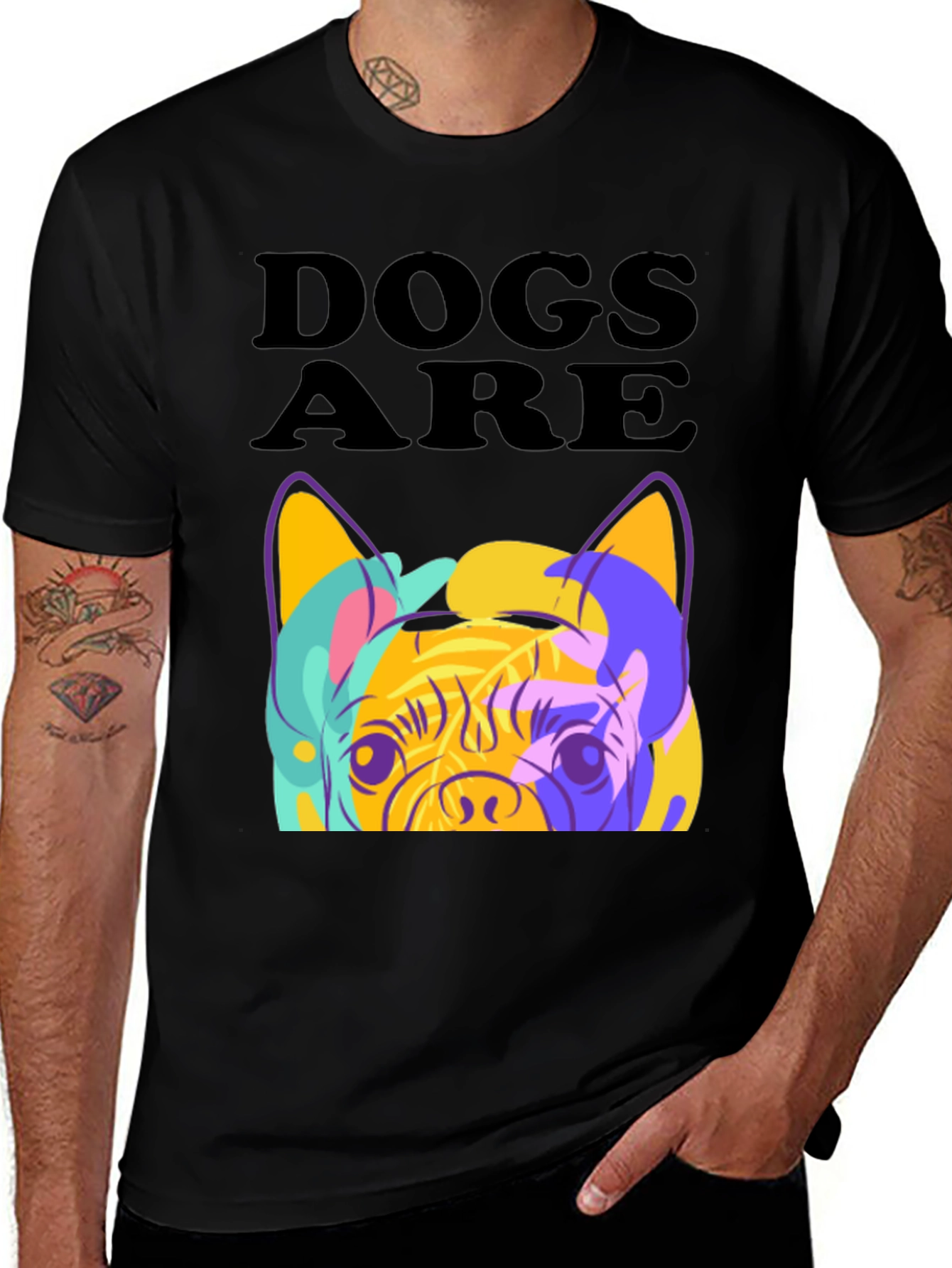 Dogs Are Love Colorful Graphic Tee
