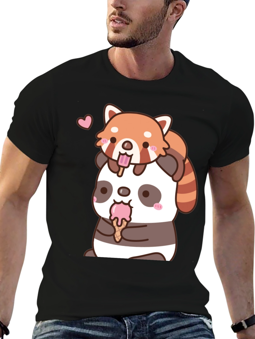 Kawaii Panda & Red Panda Ice Cream T-Shirt