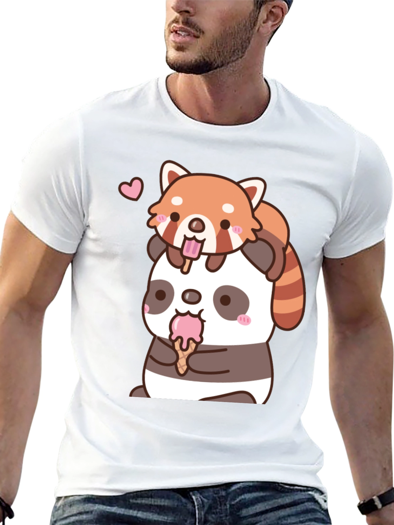 Kawaii Panda & Red Panda Ice Cream T-Shirt