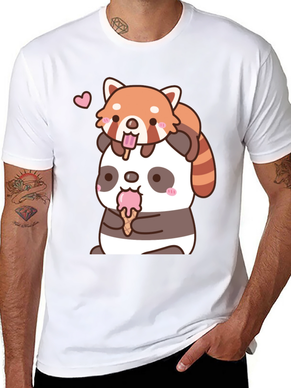 Kawaii Panda & Red Panda Ice Cream T-Shirt