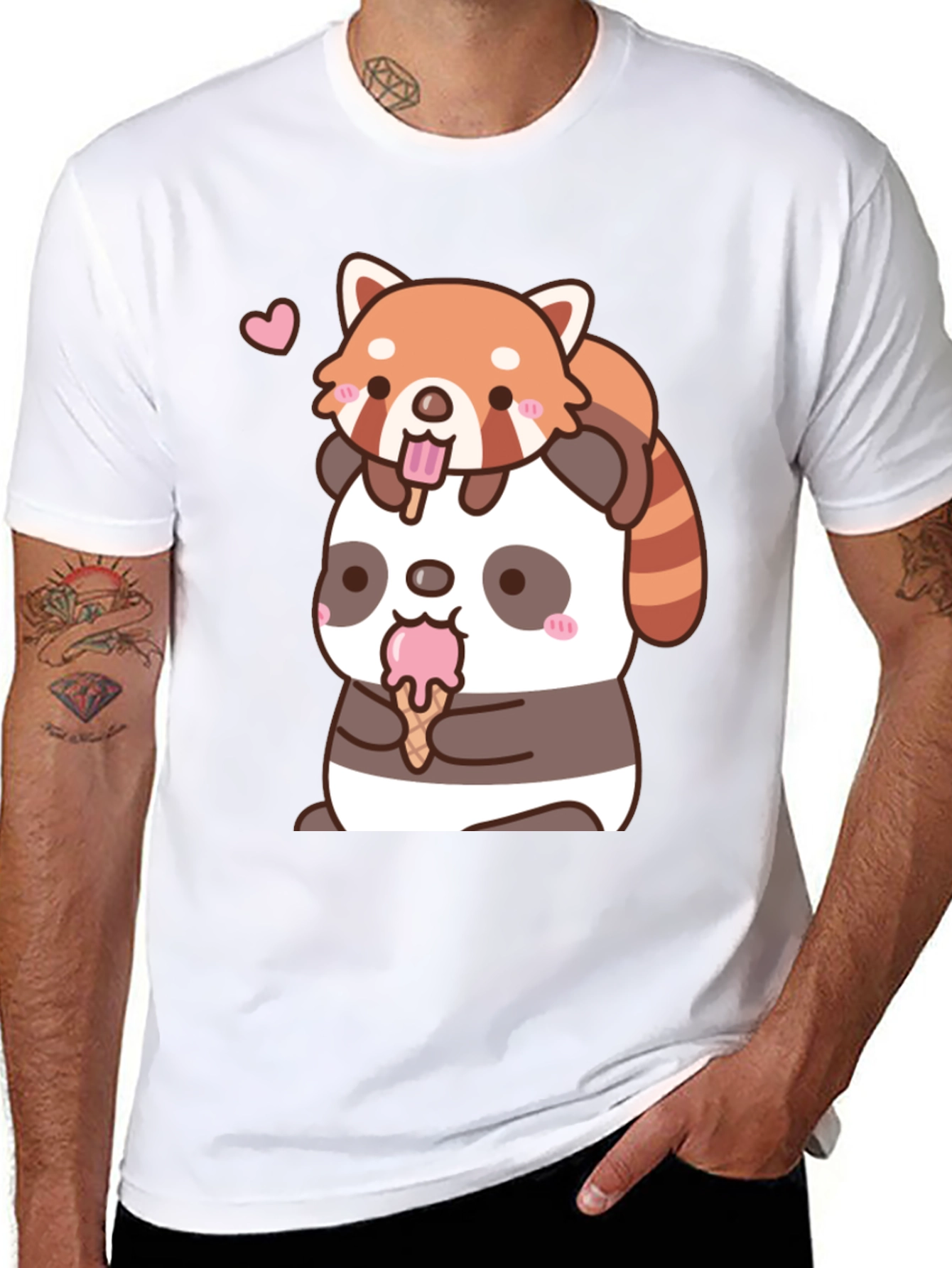 Kawaii Panda & Red Panda Ice Cream T-Shirt