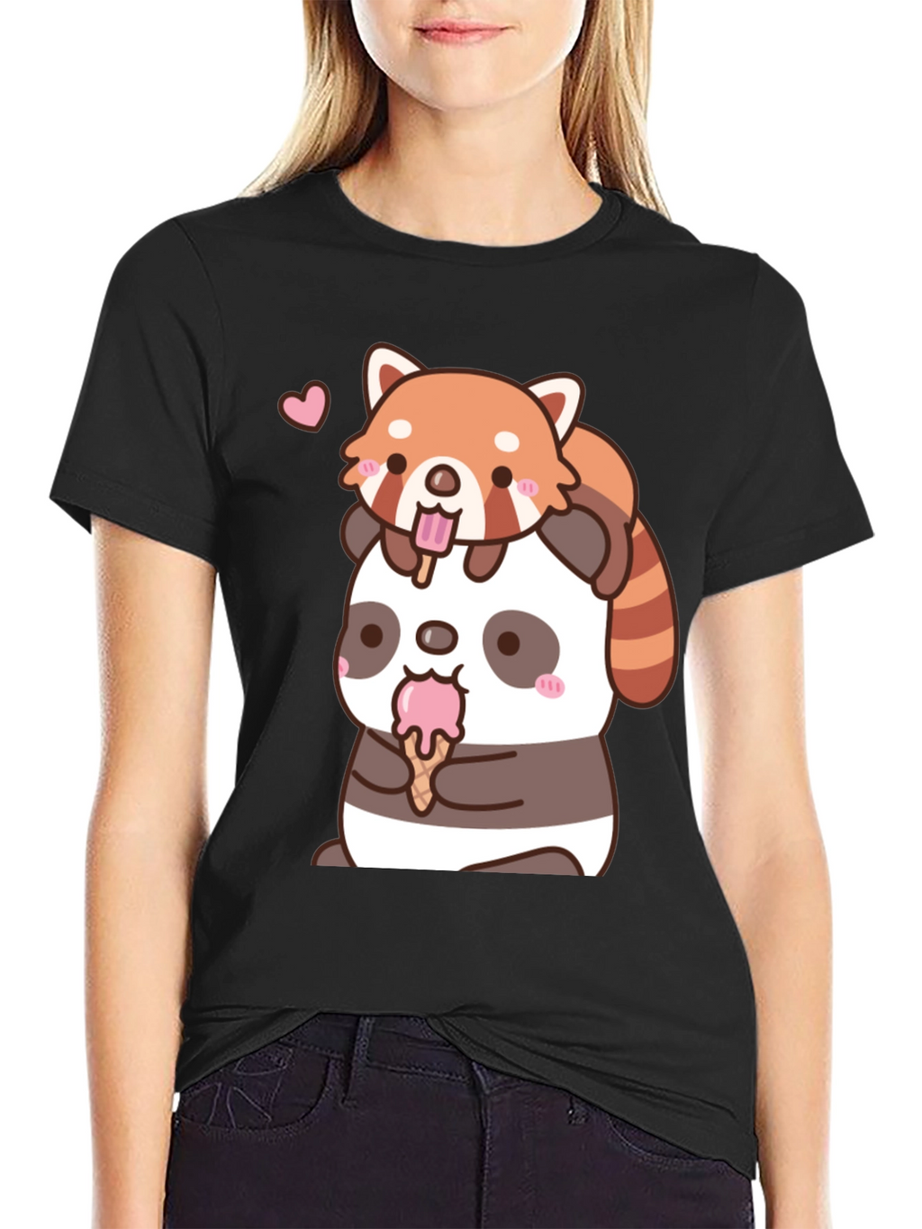 Kawaii Panda & Red Panda Ice Cream T-Shirt