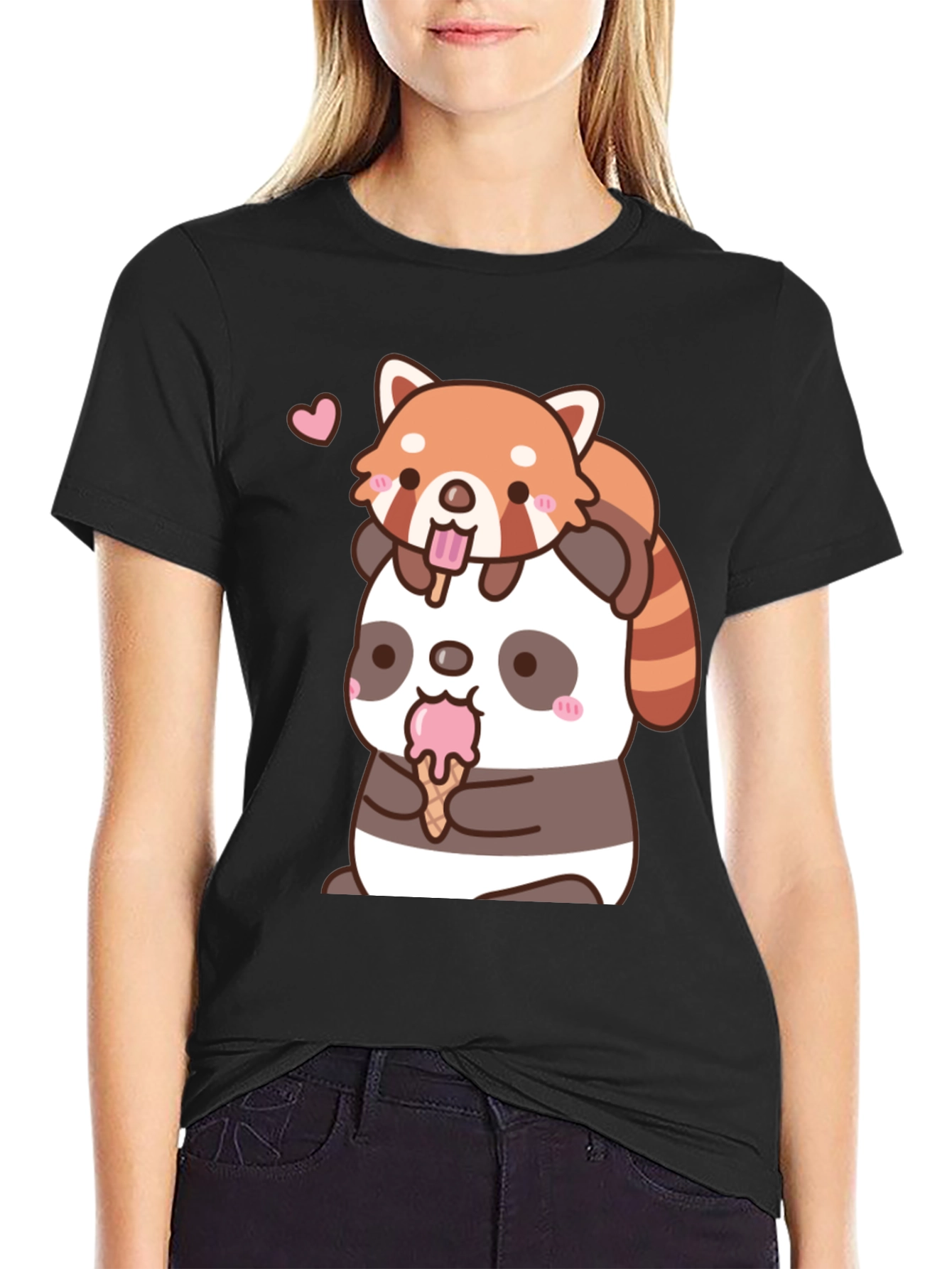 Kawaii Panda & Red Panda Ice Cream T-Shirt