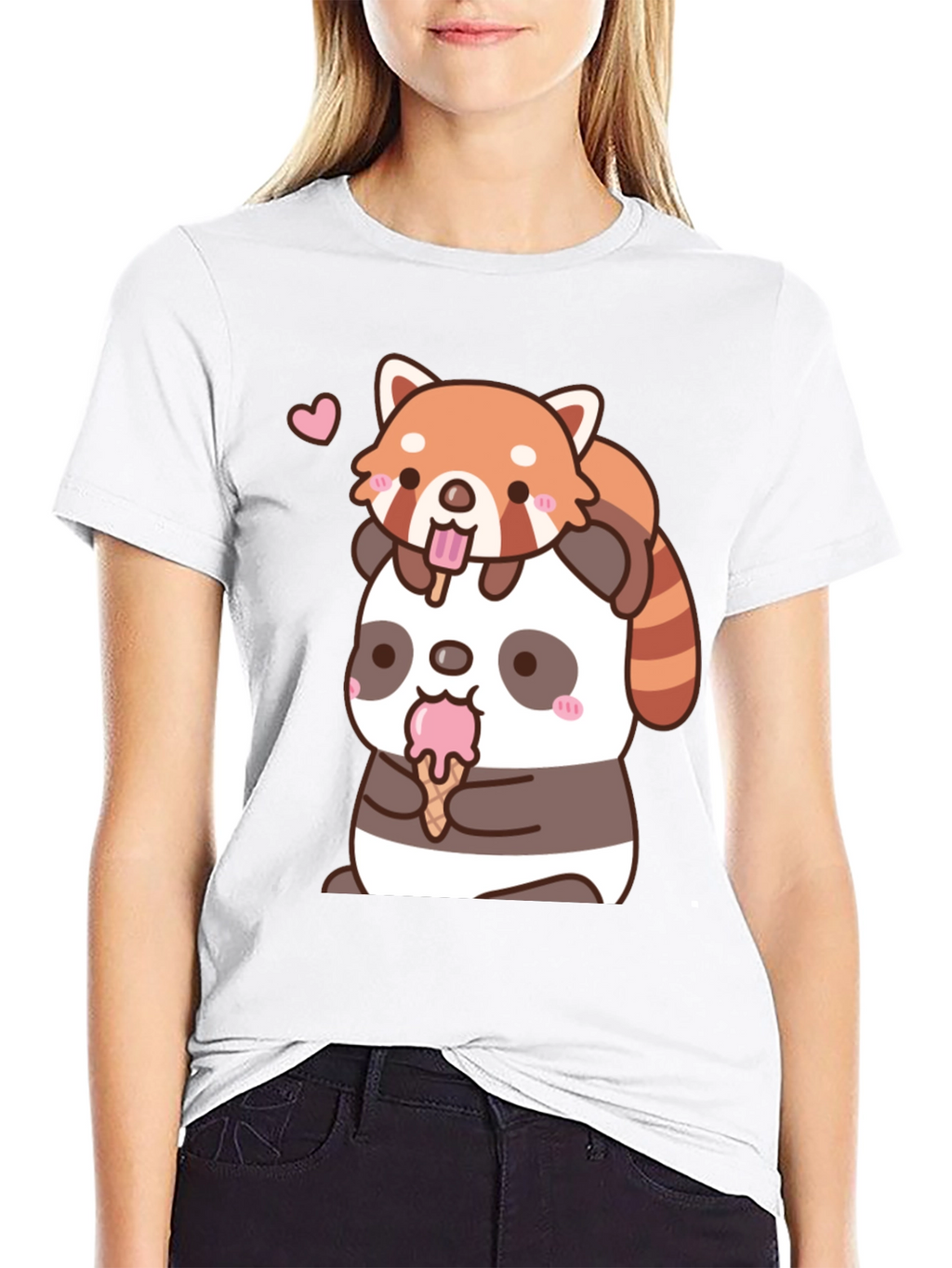 Kawaii Panda & Red Panda Ice Cream T-Shirt