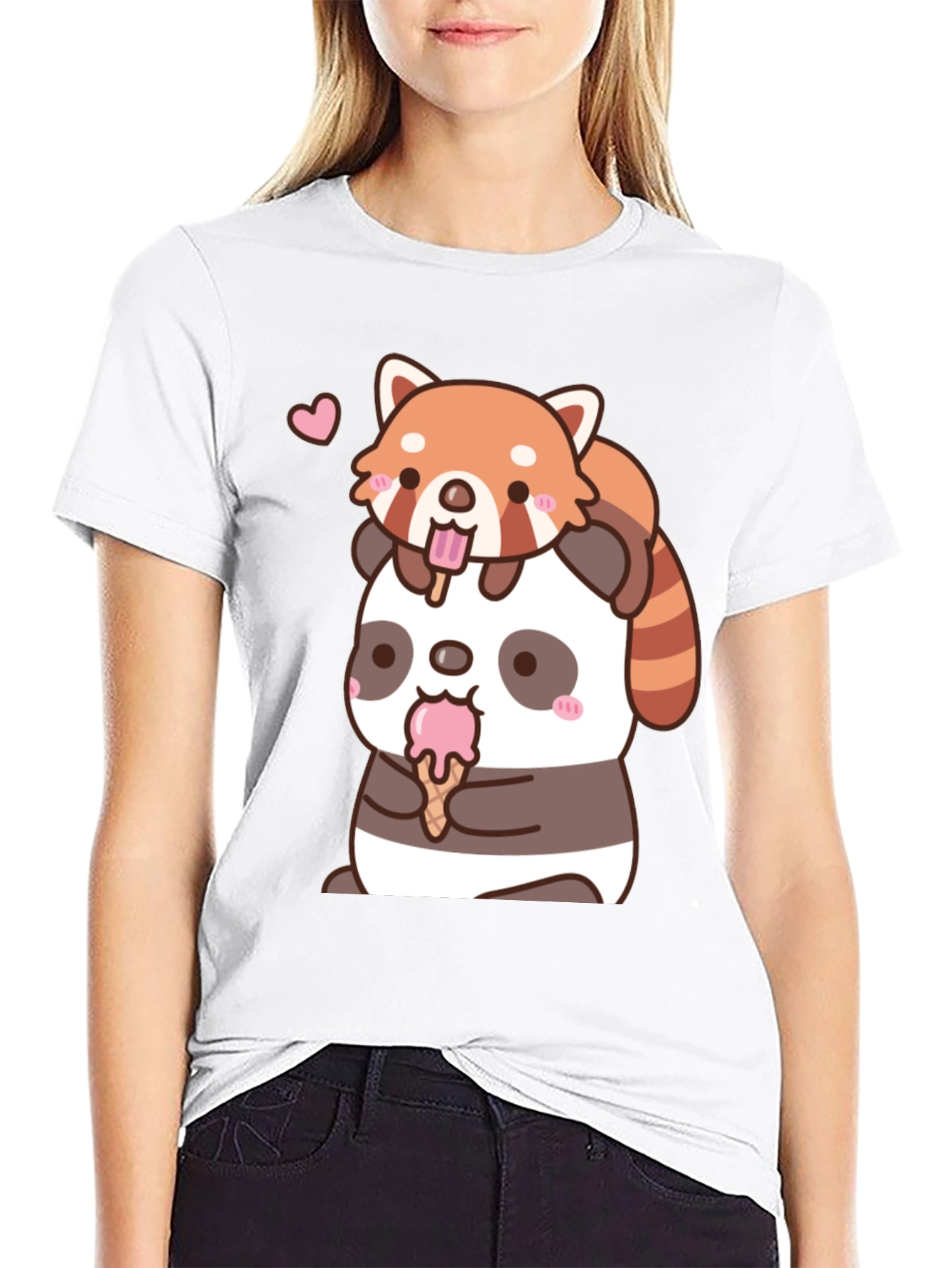 Kawaii Panda & Red Panda Ice Cream T-Shirt