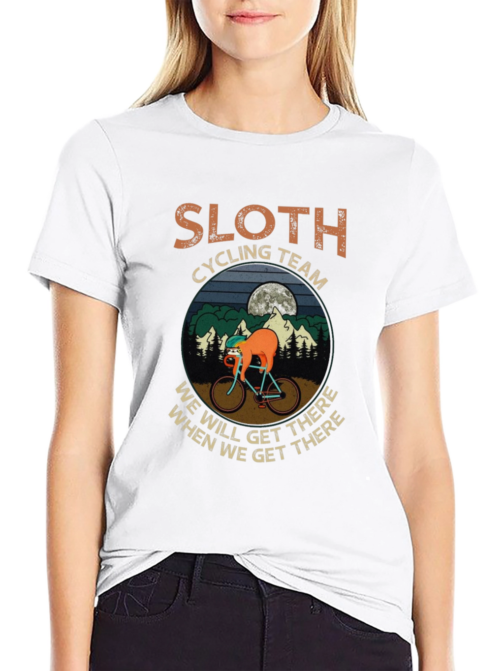 Sloth Cycling Team Black T-Shirt - Unisex