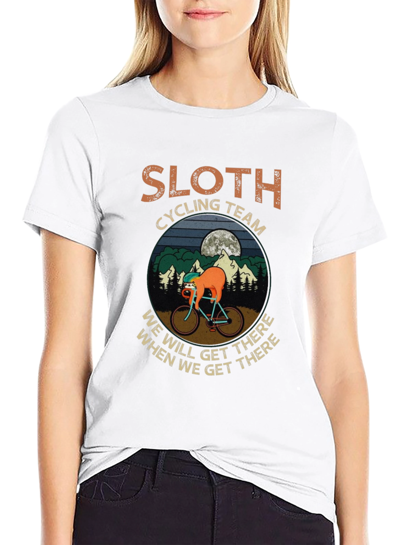 Sloth Cycling Team Black T-Shirt - Unisex