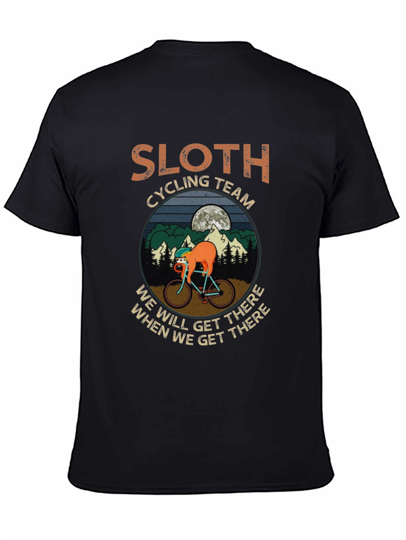 Sloth Cycling Team Black T-Shirt - Unisex