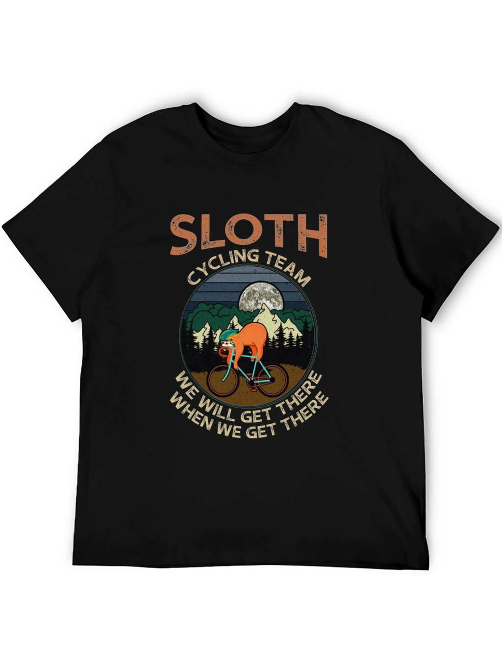 Sloth Cycling Team Black T-Shirt - Unisex
