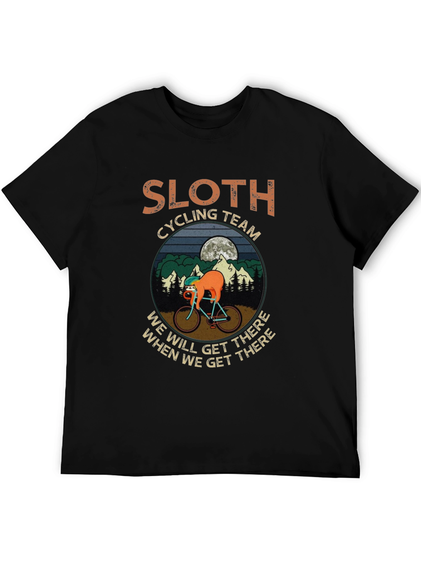Sloth Cycling Team Black T-Shirt - Unisex