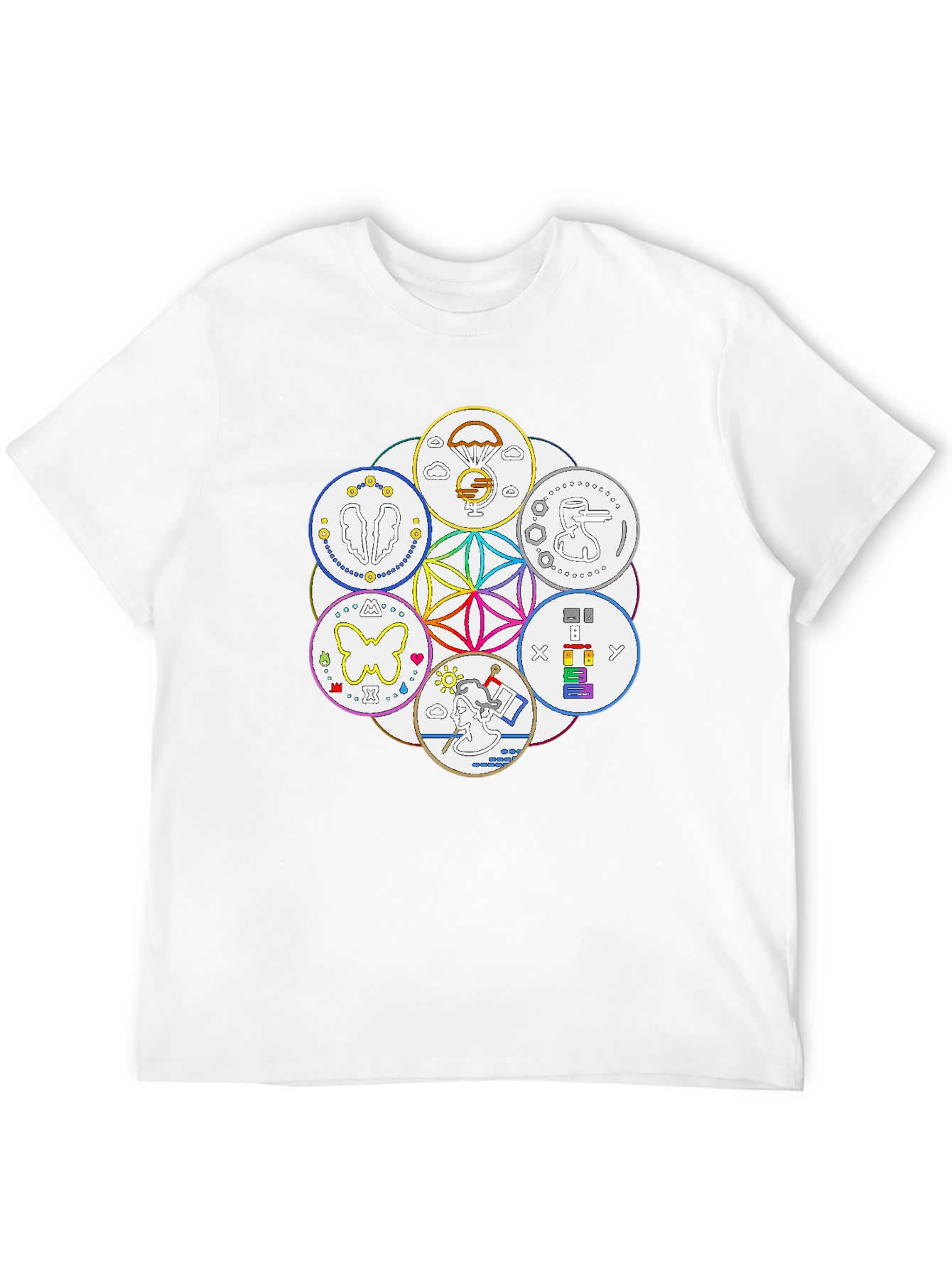 Unique Symbol Circle Graphic Tee - Black