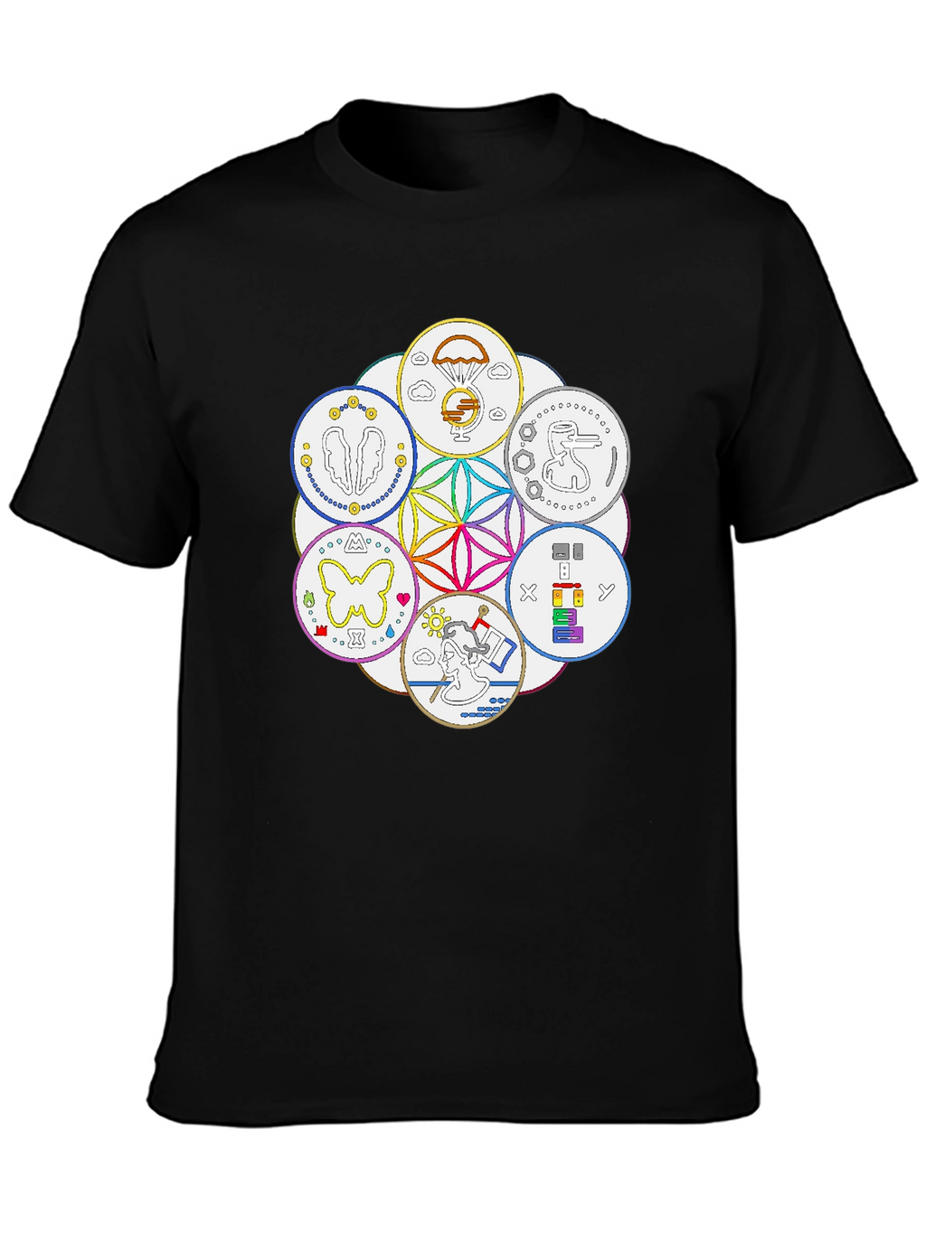 Unique Symbol Circle Graphic Tee - Black