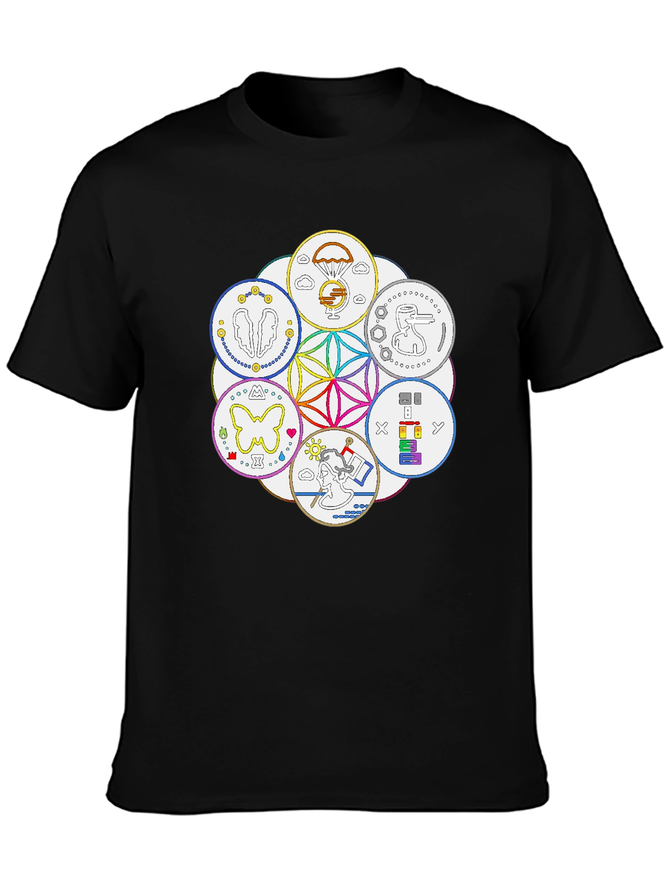 Unique Symbol Circle Graphic Tee - Black
